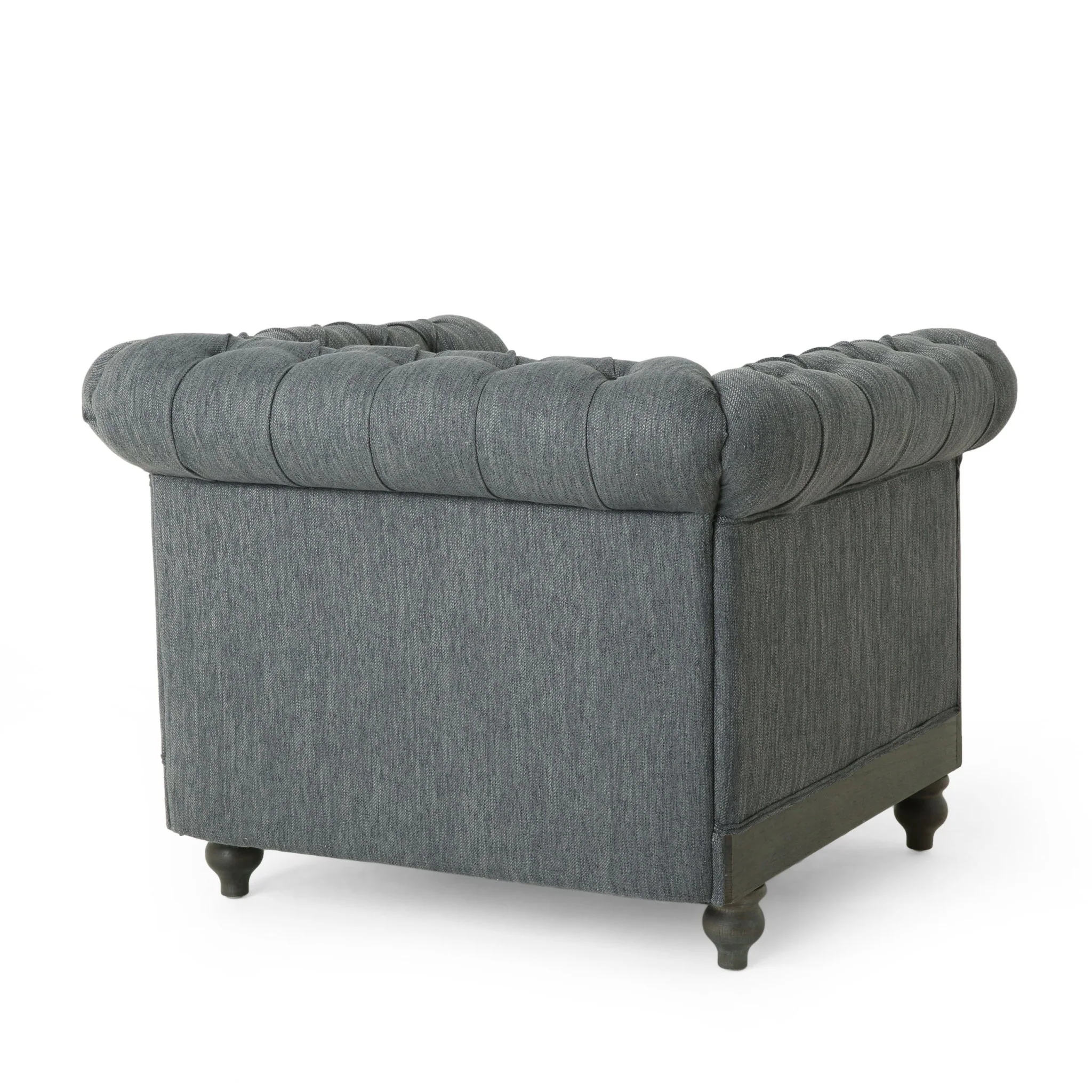 Luminex Tufted Upholstered Club Chair with Nailhead Accents and Scrolled Tuxedo Arms