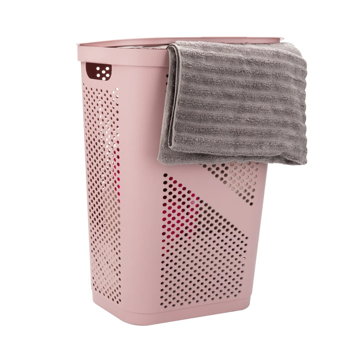 Mind Reader 60L Slim Laundry Hamper, Clothes Basket, Lid, Ventilated, Plastic, 17.25