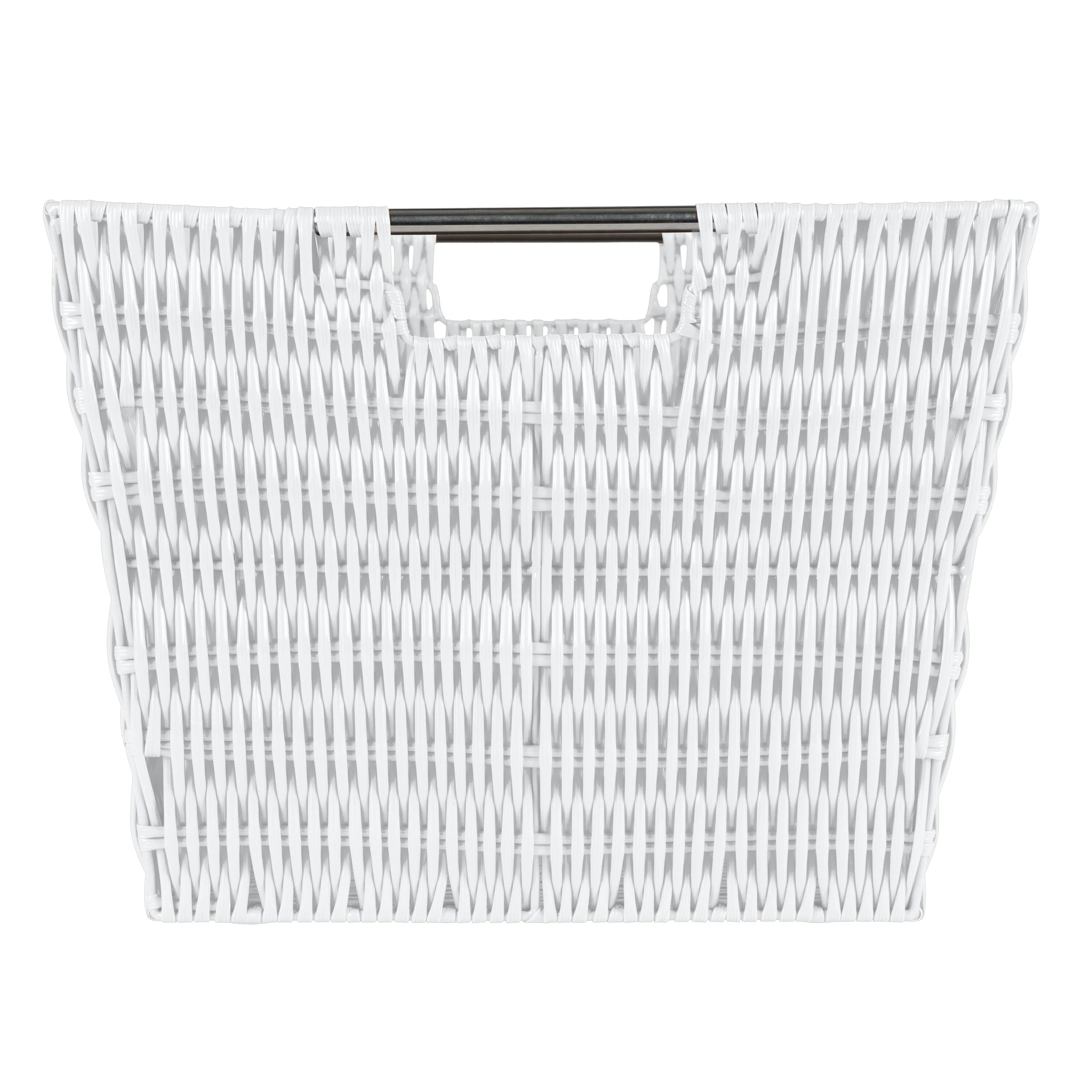 Simplify Large Rattan Storage Tote Basket in Charcoal