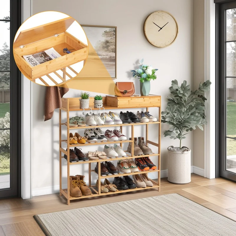 24-batten Bamboo Shoe Rack-6-Tier
