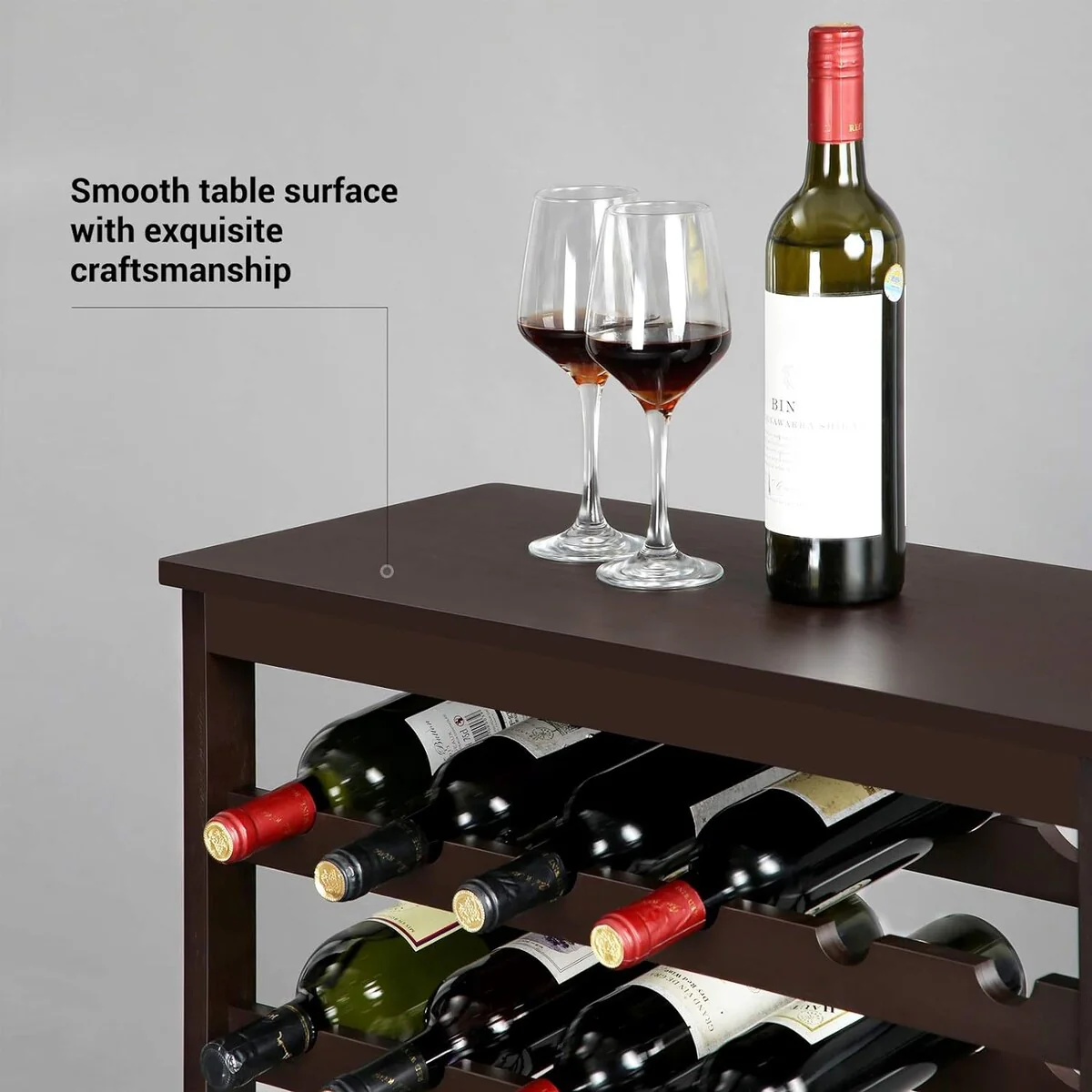 SONGMICS 42-Bottle Wine Rack, 7 Tier Wine Storage Shelf with Table Top