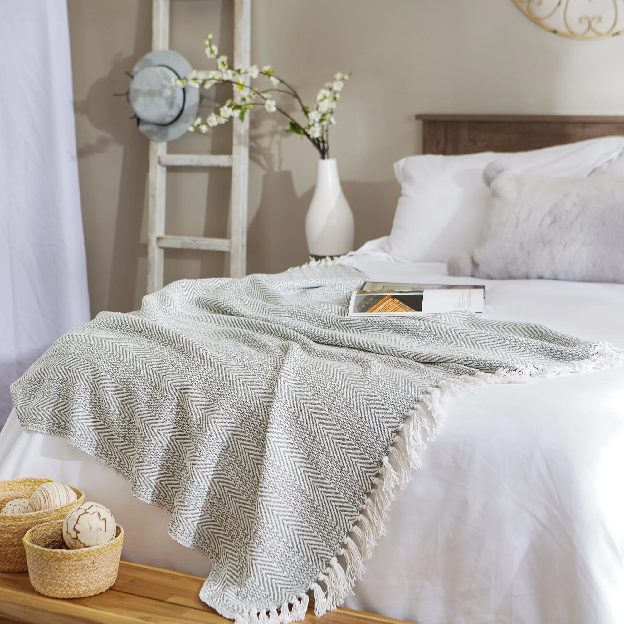 Artichoke Herringbone Stripe Throw