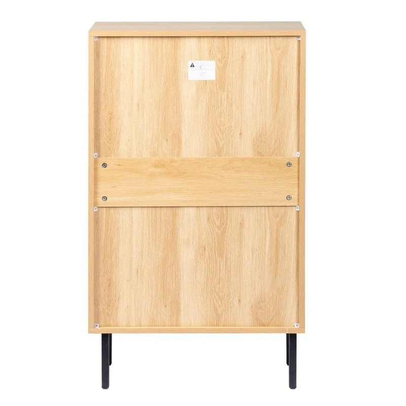 Real Rattan Shoe Cabinet with 2 Flip Drawers & 1 Small Drawer