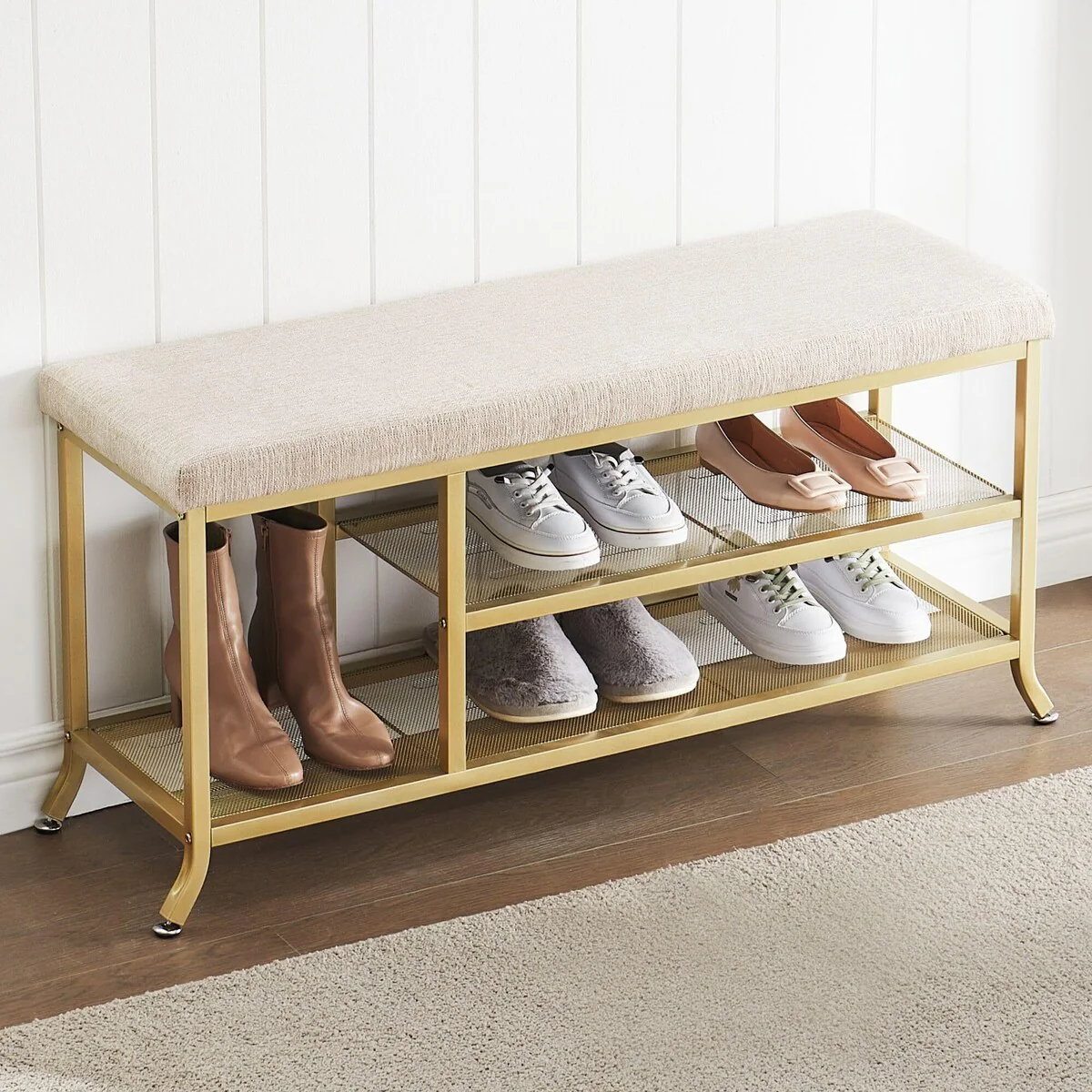 Shoe Bench, 2-Tier Rack for Entryway