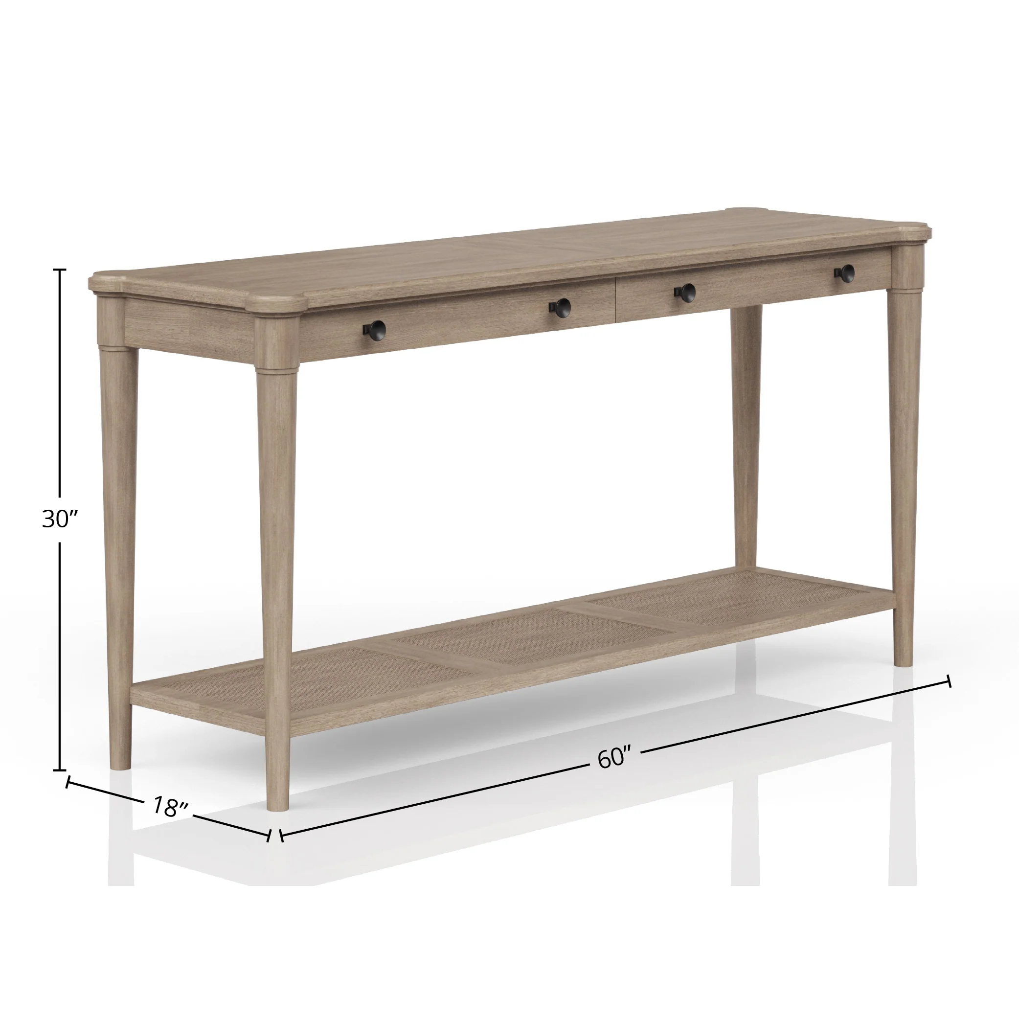 Sofa Table with 2 Drawers and Storage Shelf