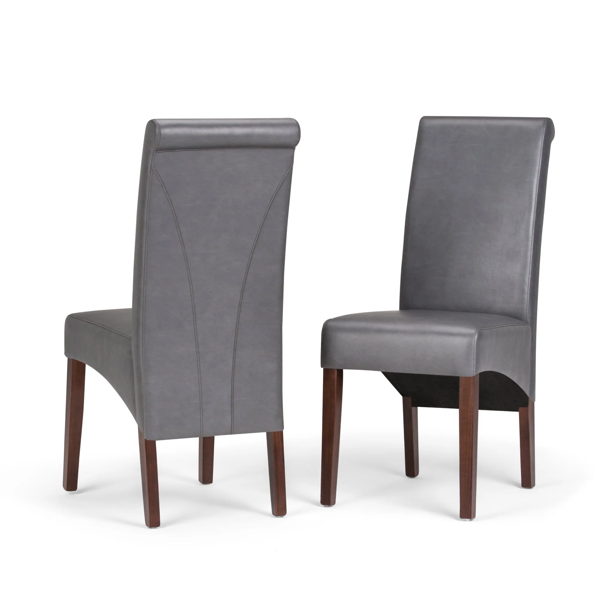 Aegis Faux Leather Dining Chair with Curved Top Detail, Set of 2