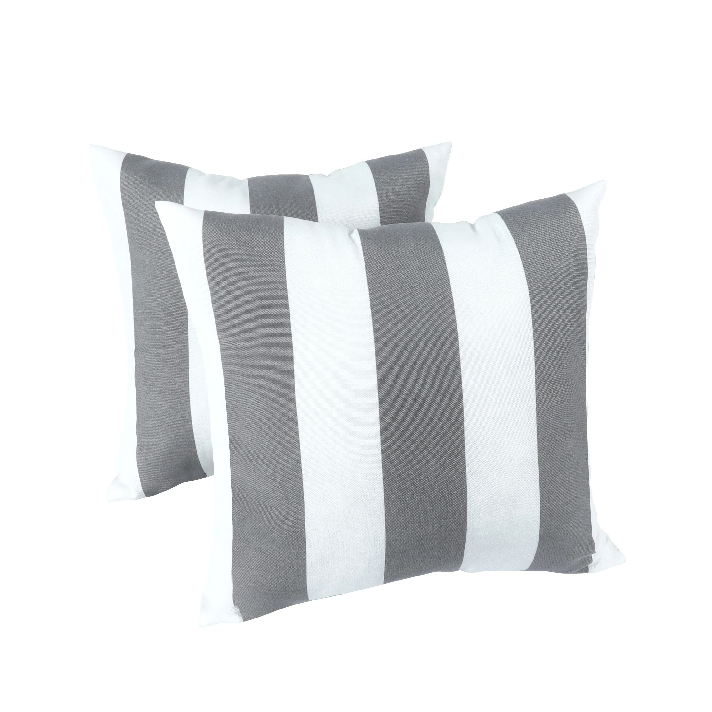 Gray & White Stripe Outdoor Square Pillows, Set of 2