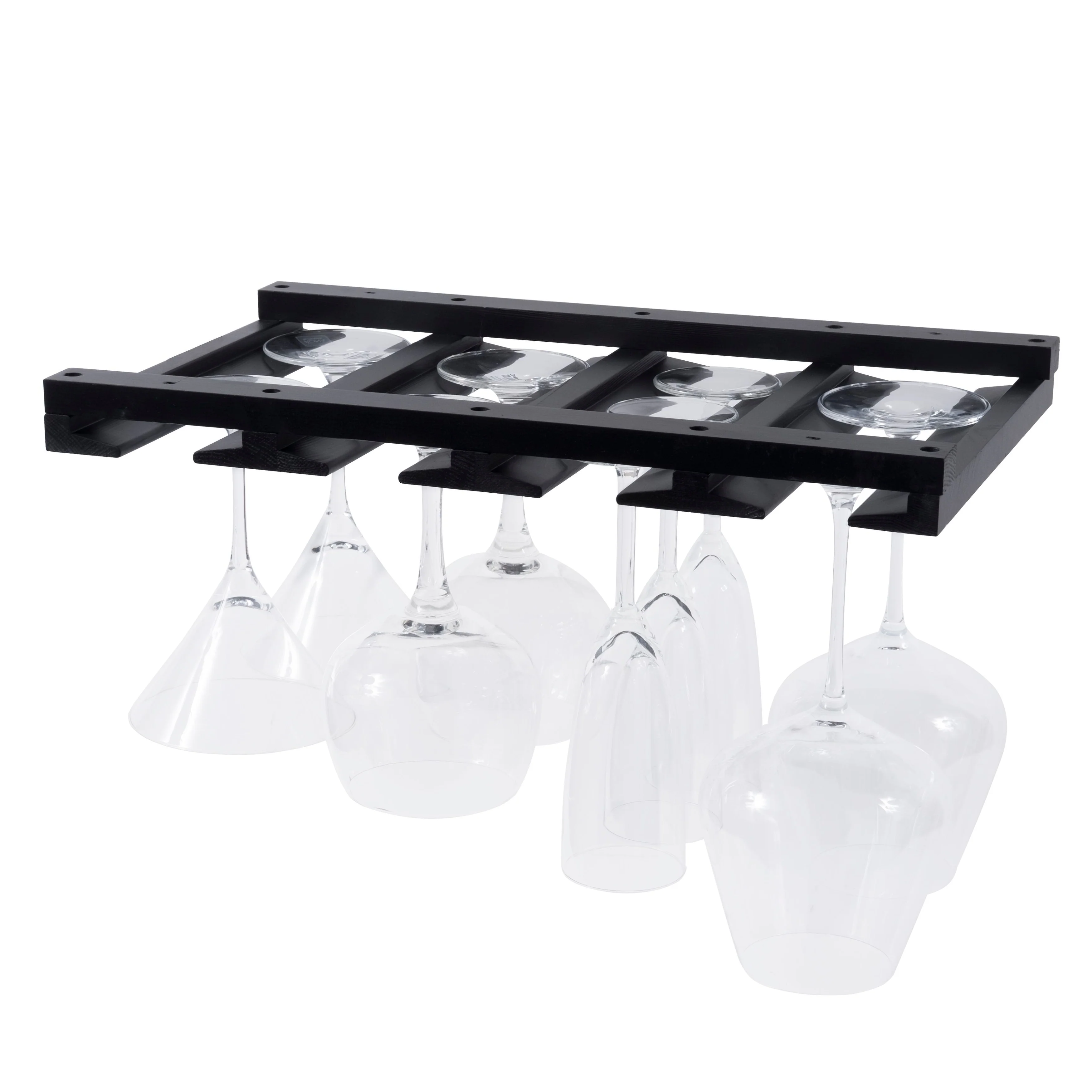 Rustic State Under Cabinet Wooden Stemware Rack Holder 17