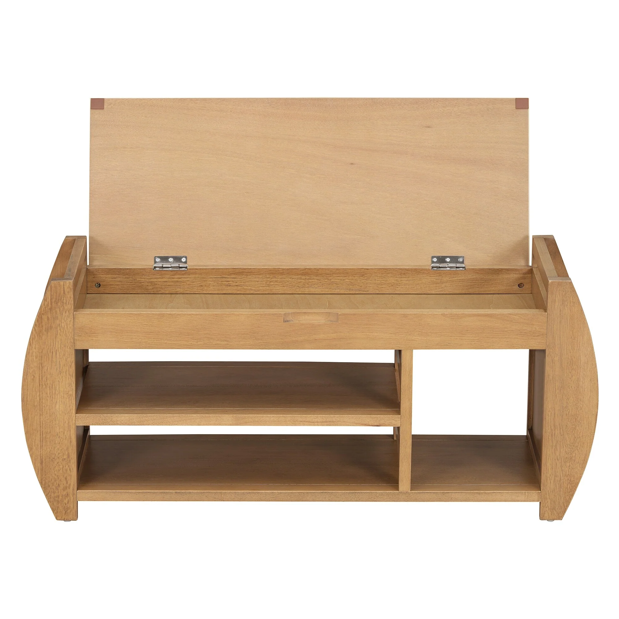 Multifunctional Storage Bench with Cushion and Curved Side Panel for Entrance and Living Room