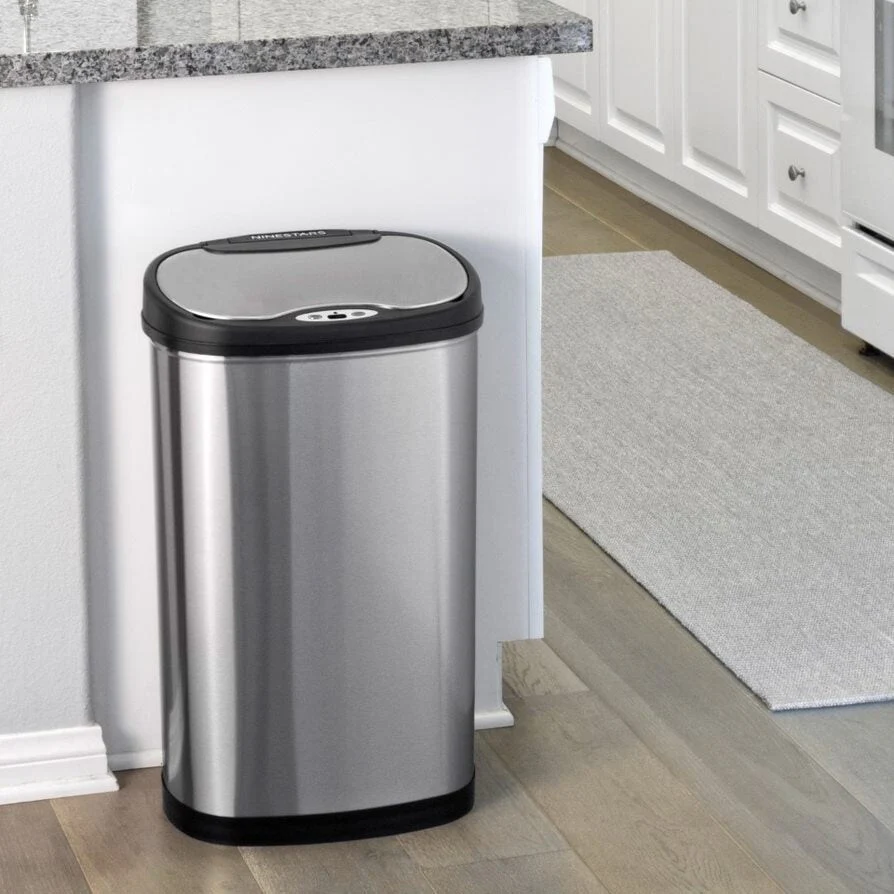 NINESTARS Stainless Steel Motion Sensor Trash Can Combo, 13.2 Gal. & 3 Gal. CB-DZT-50-3/12-9