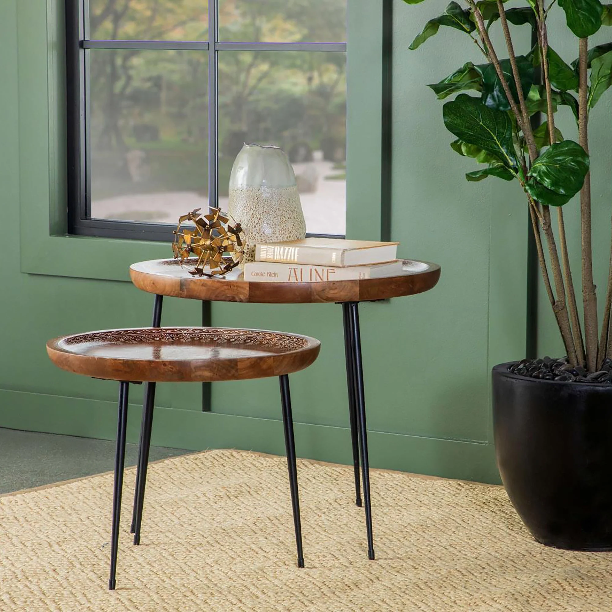 2-Piece Nesting Table with Flared Legs