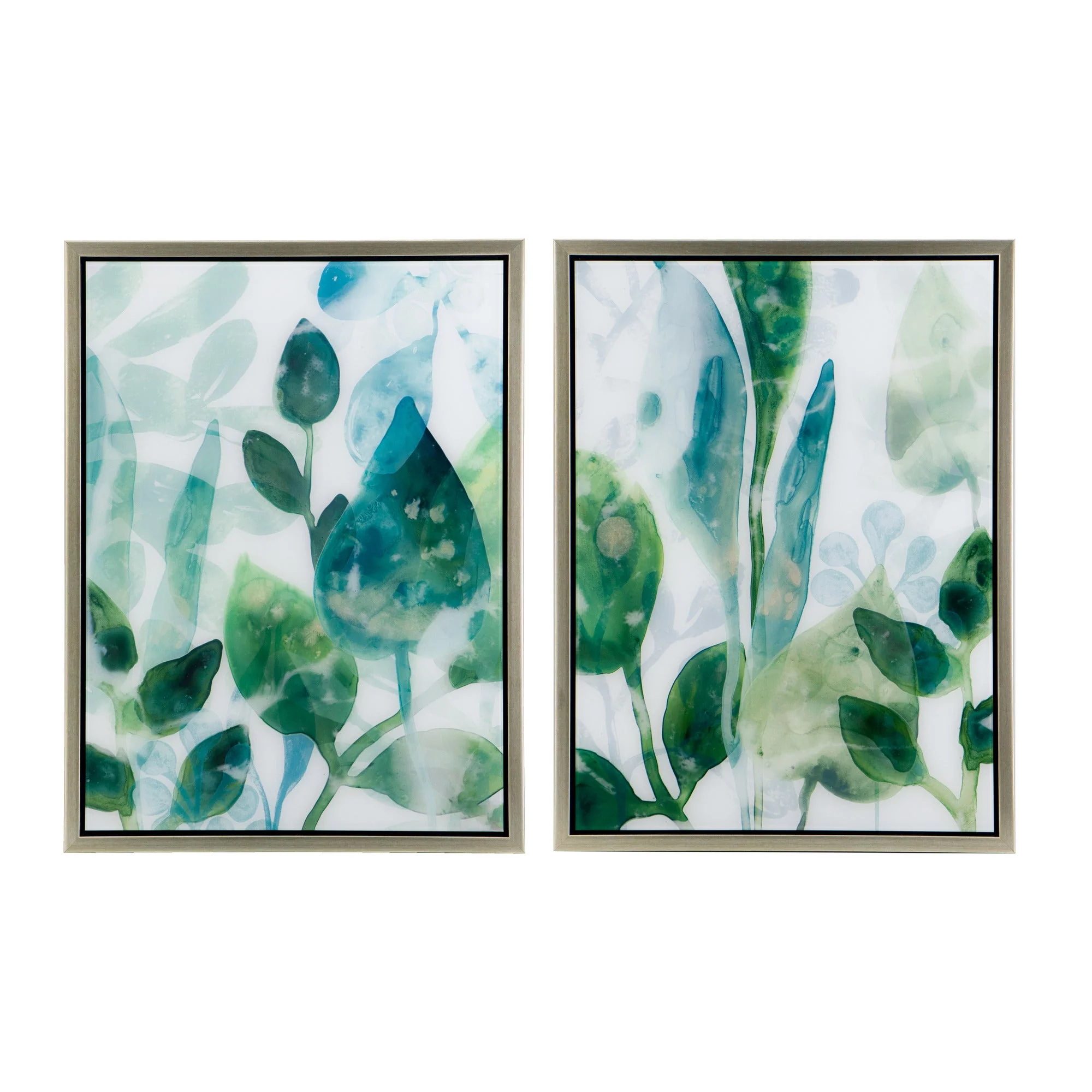 Wall Art with Watercolor Leaf Acrylic Prints, Set of 2