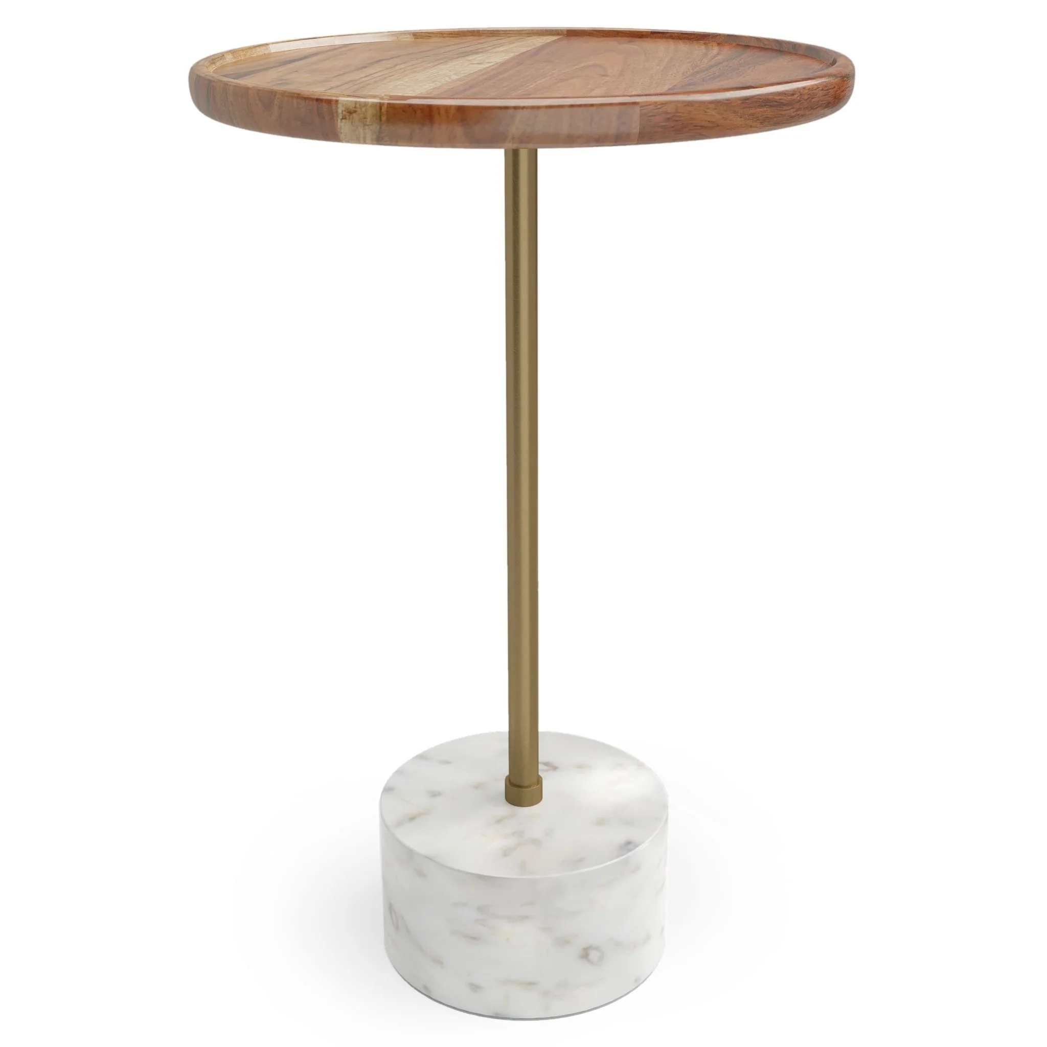 Side Table with Acacia Wood Top and Marble Base