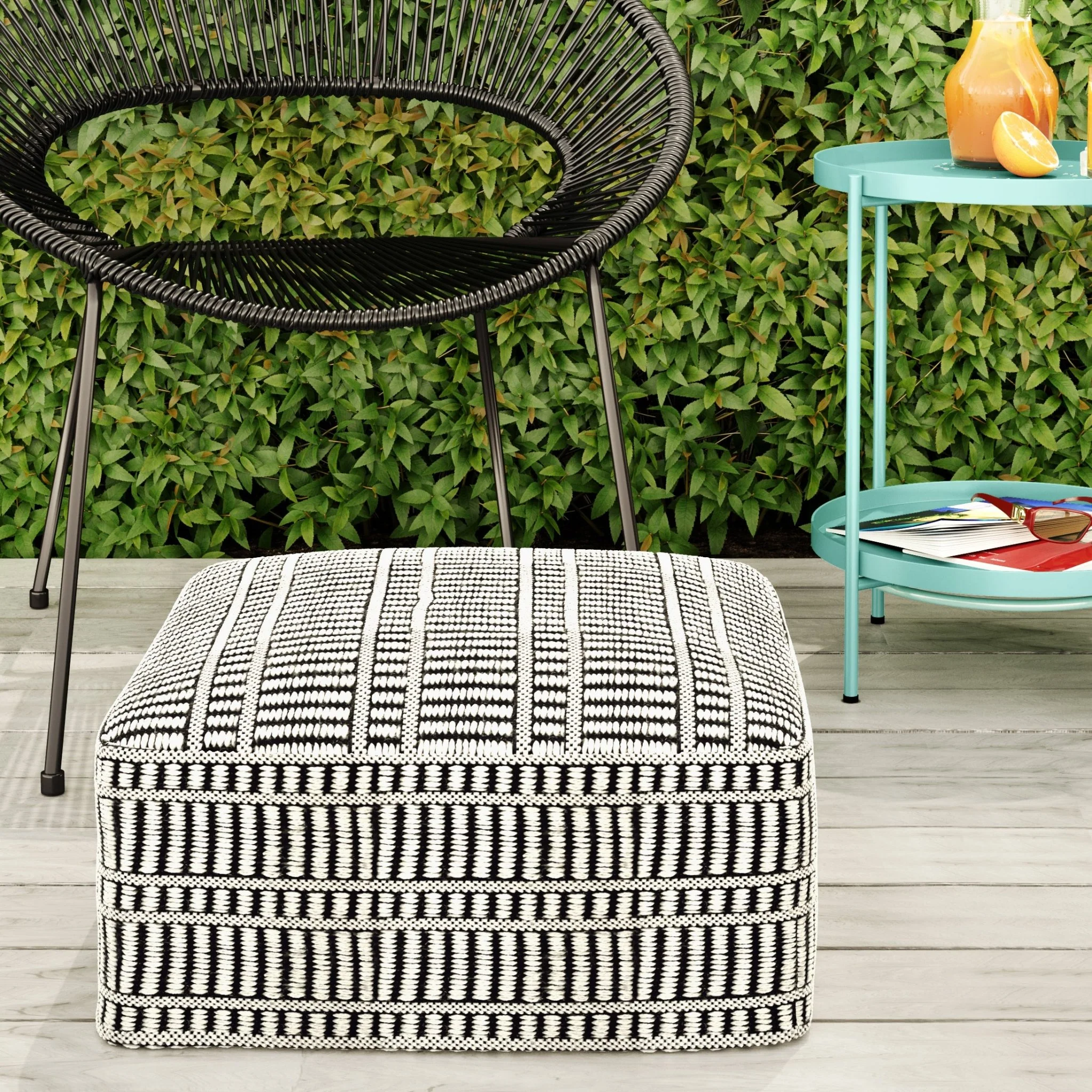 Recycled PET Square Woven Pouf