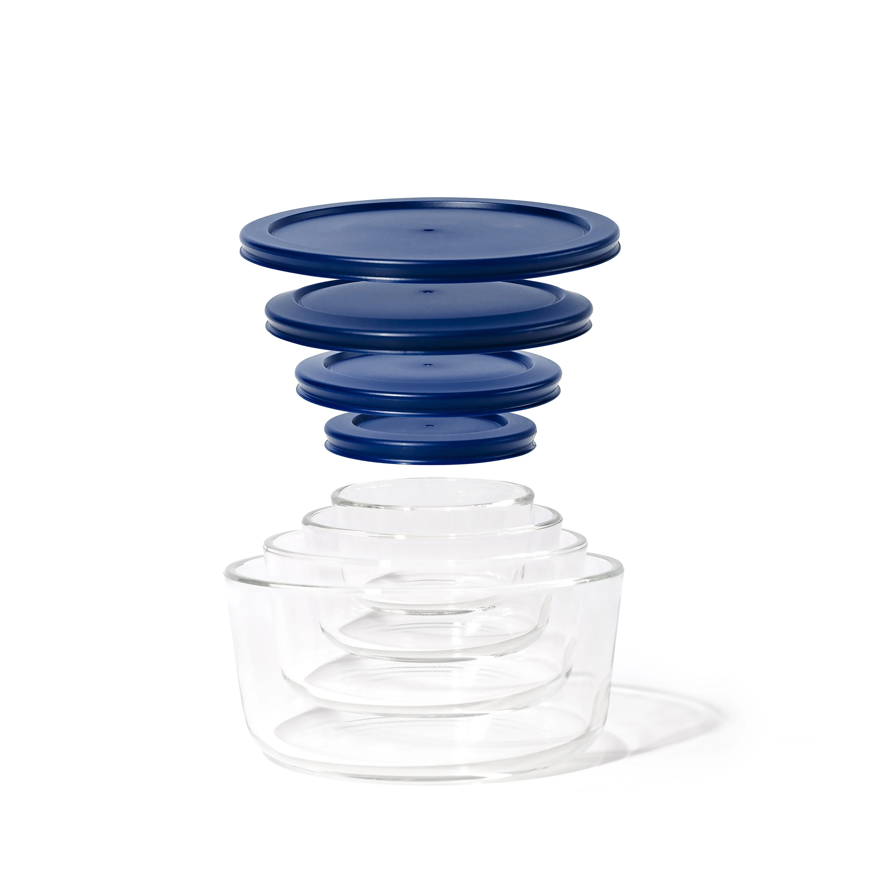 Glass Food Storage Set - Round Nesting, 8-Piece, BPA-Free, Airtight Lids, Microwave & Oven Safe