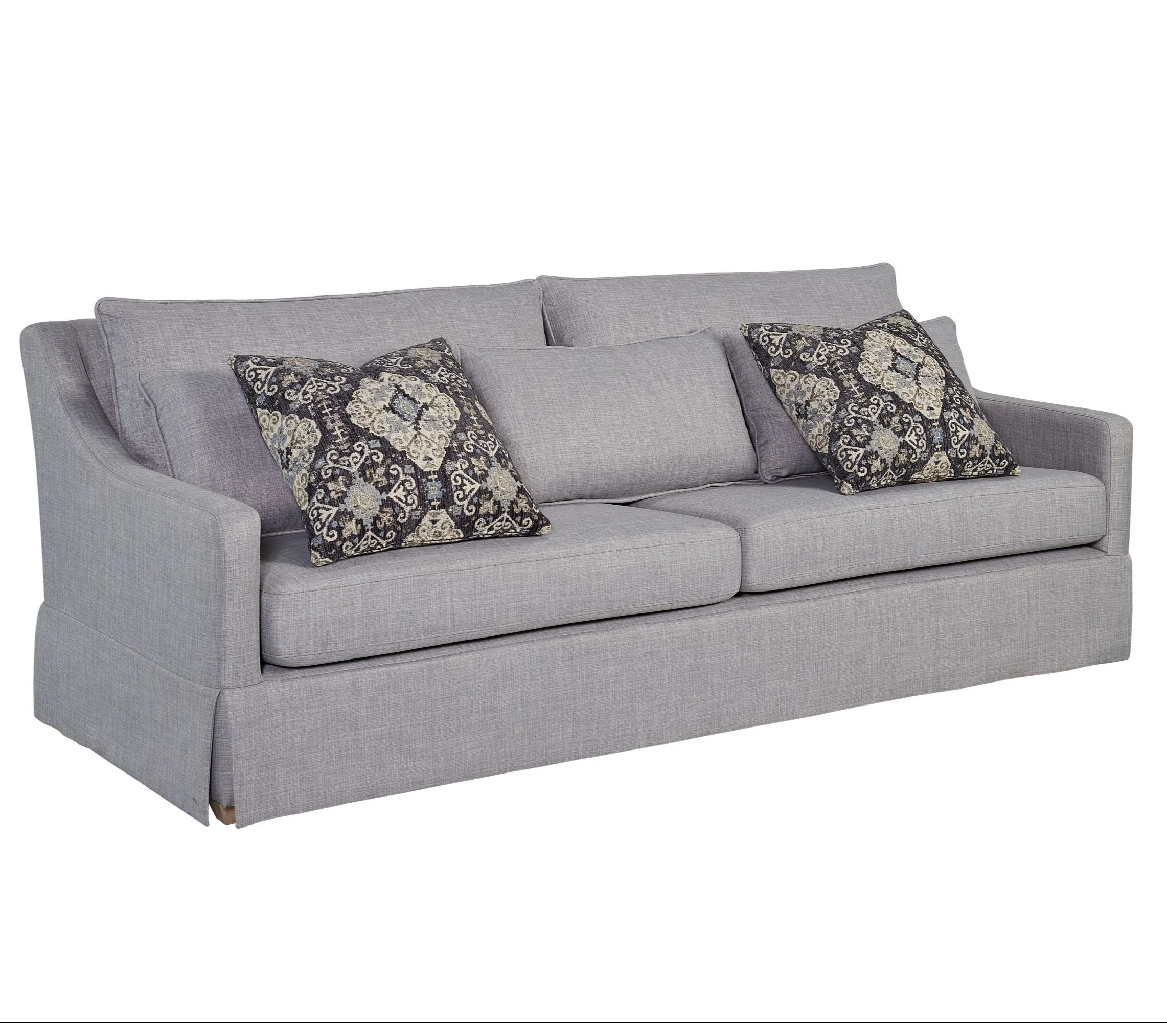Sofa with Skirt and Reversable Cushions and 2 Pillows