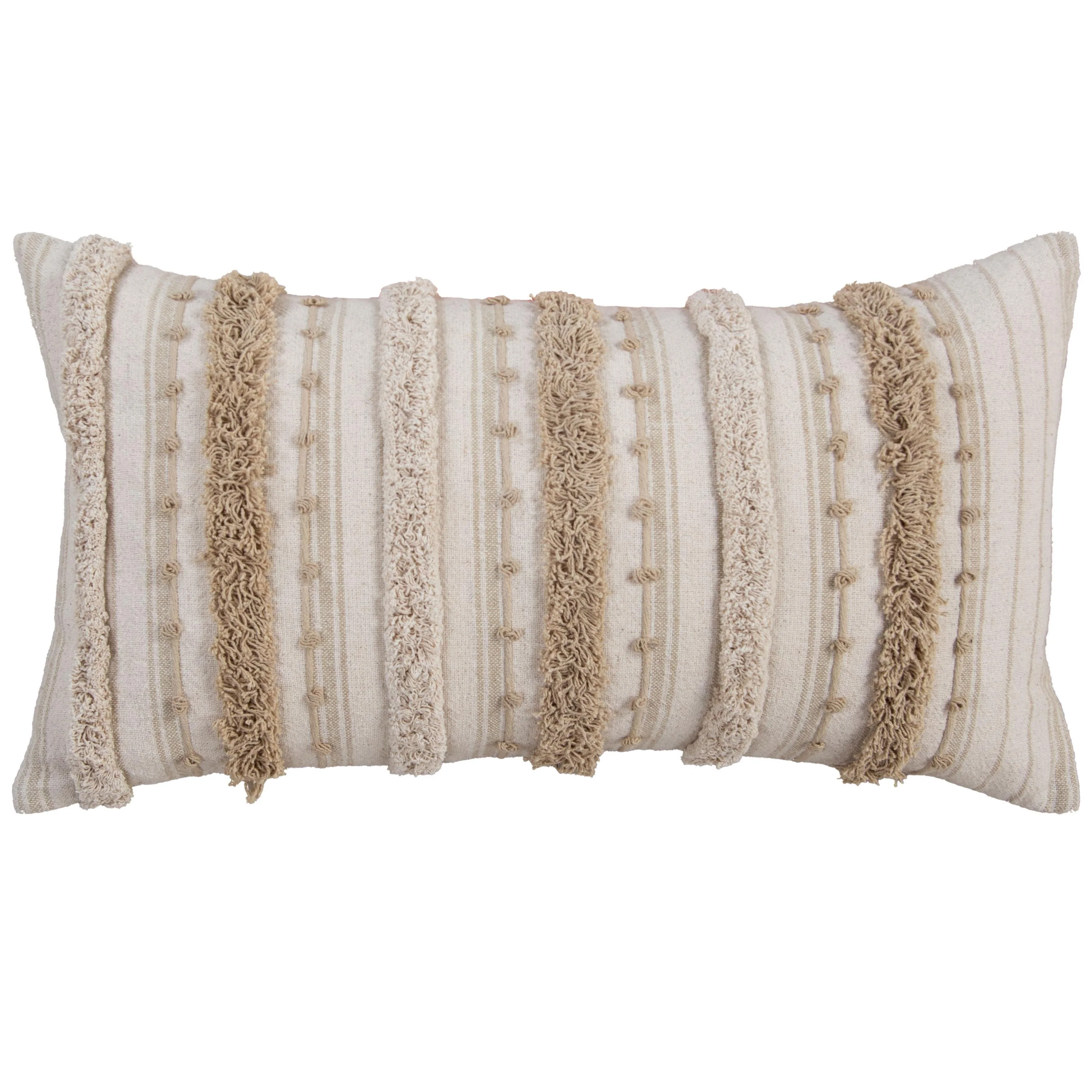 Embroidered Stripe Lumbar Throw Pillow