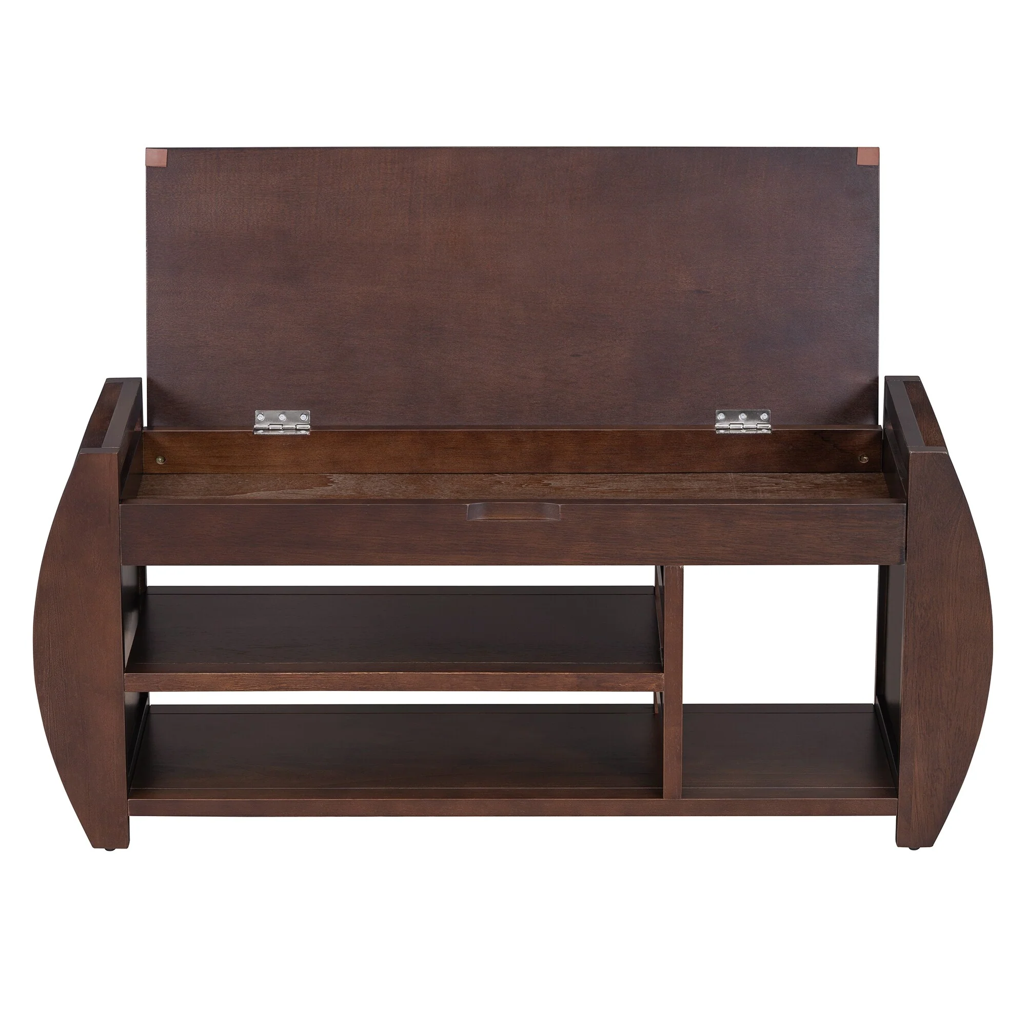 Multifunctional Storage Bench with Cushion and Curved Side Panel for Entrance and Living Room