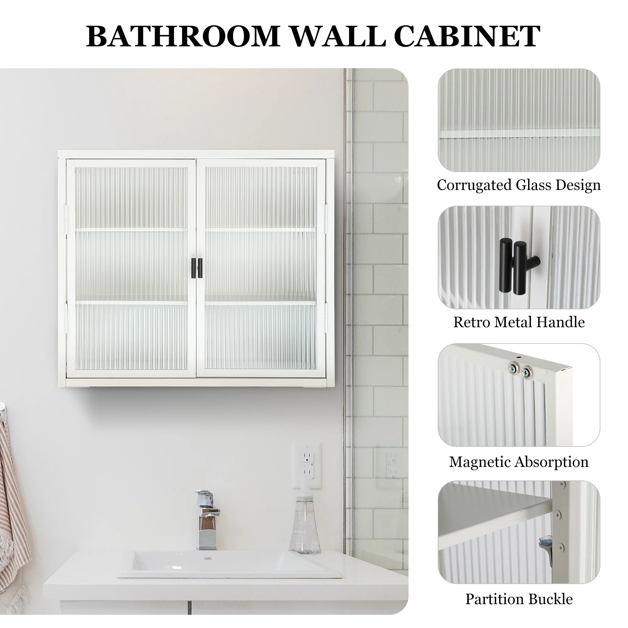 Retro Style Glass Door Wall Cabinet