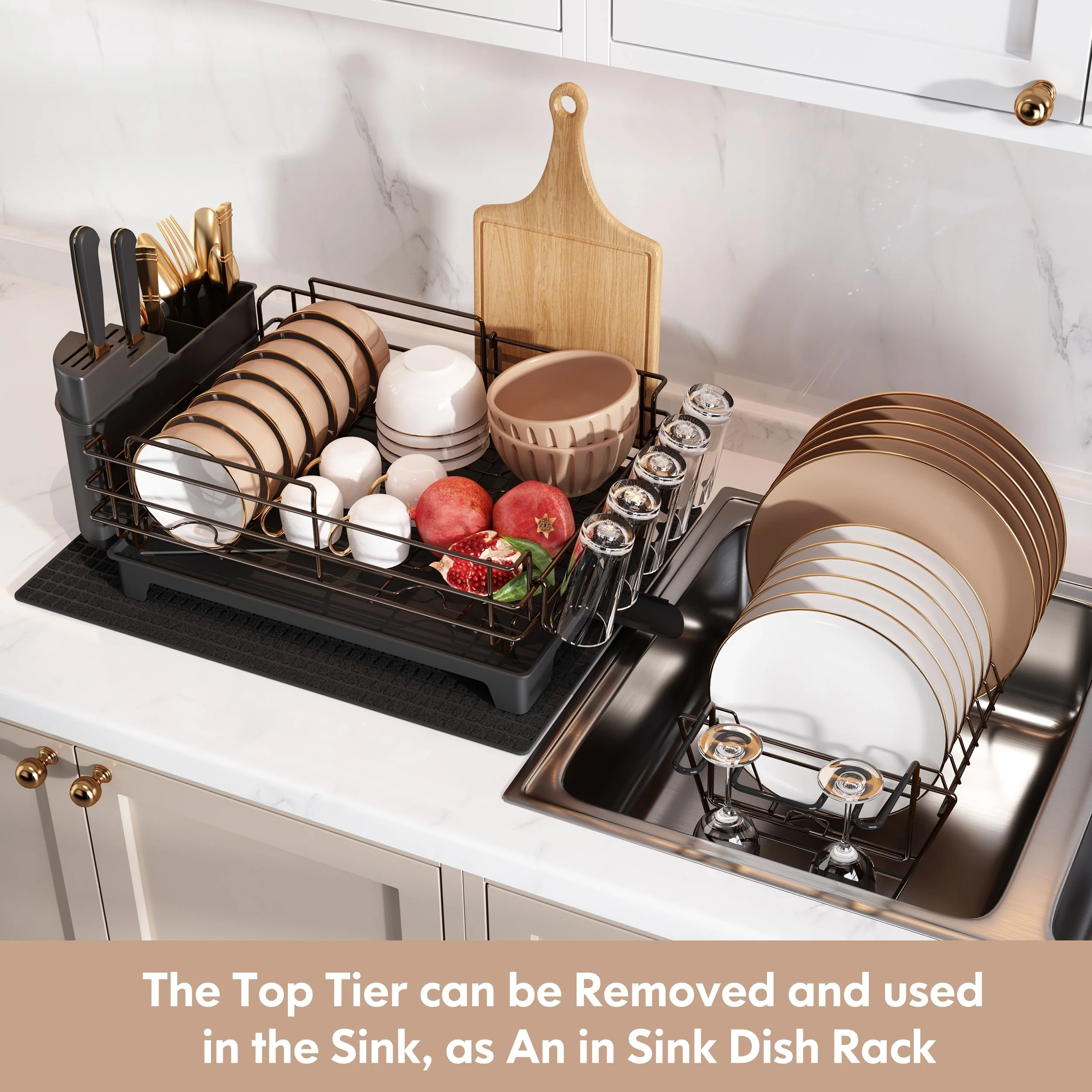 JASIWAY 2 Tier Kitchen Stainless Steel Dish Rack