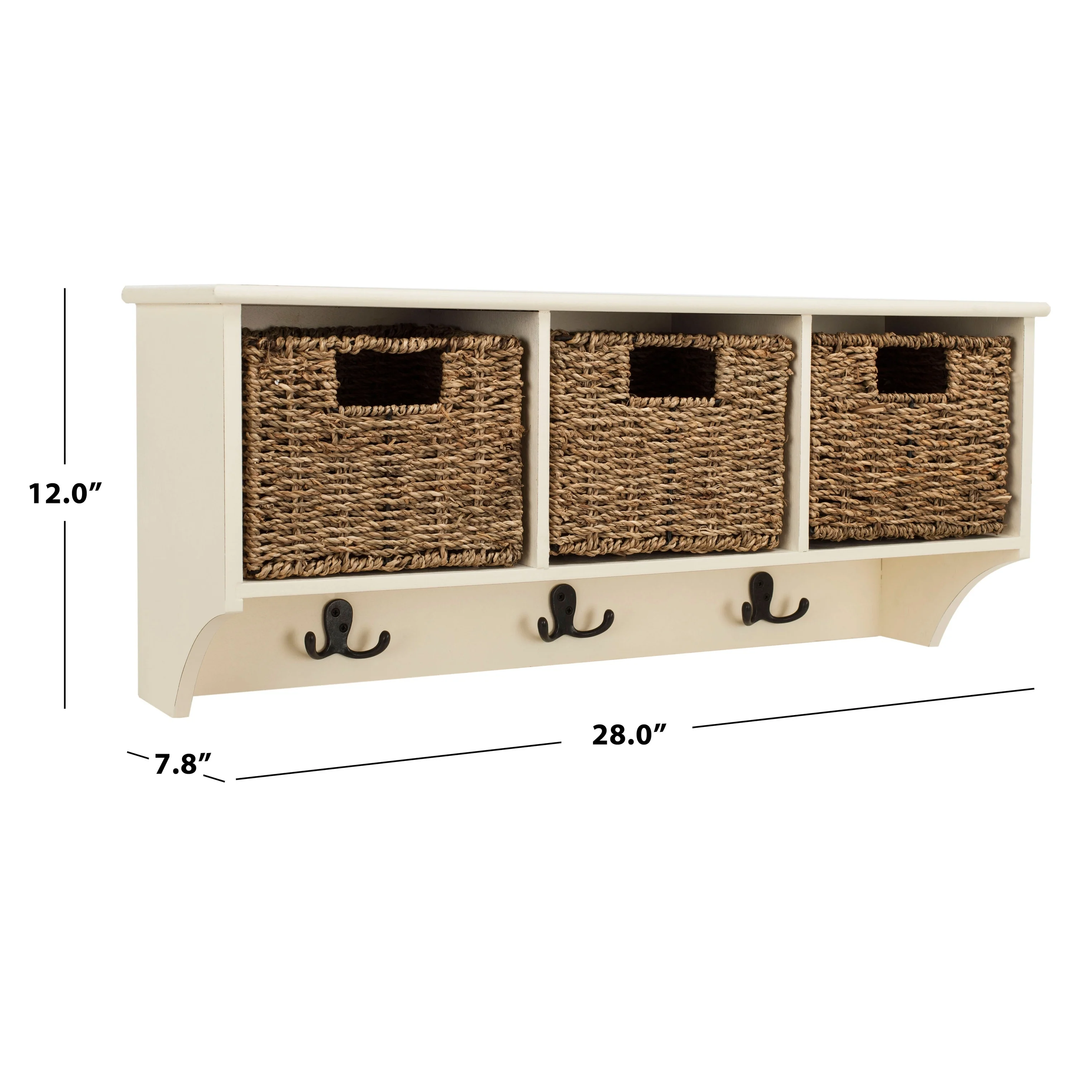 SAFAVIEH Jemina Black Hanging 3-Basket Wall Rack - 28