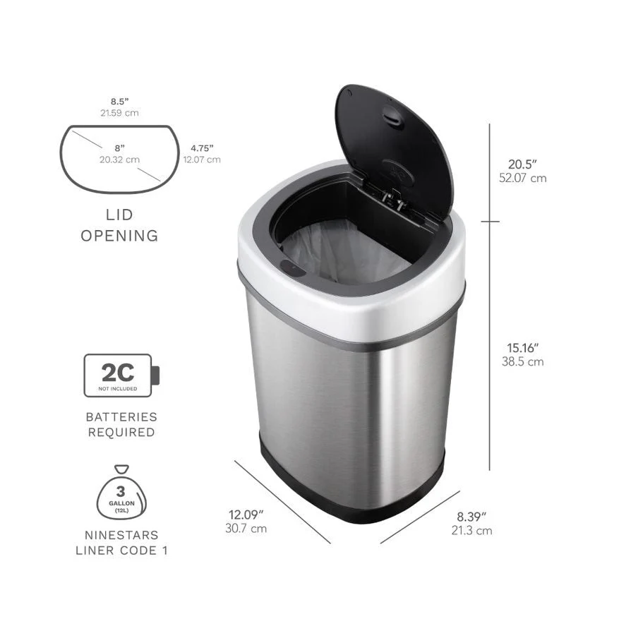NINESTARS Motion Sensor Trash Can Combo CB-DZT-50-9/12-9
