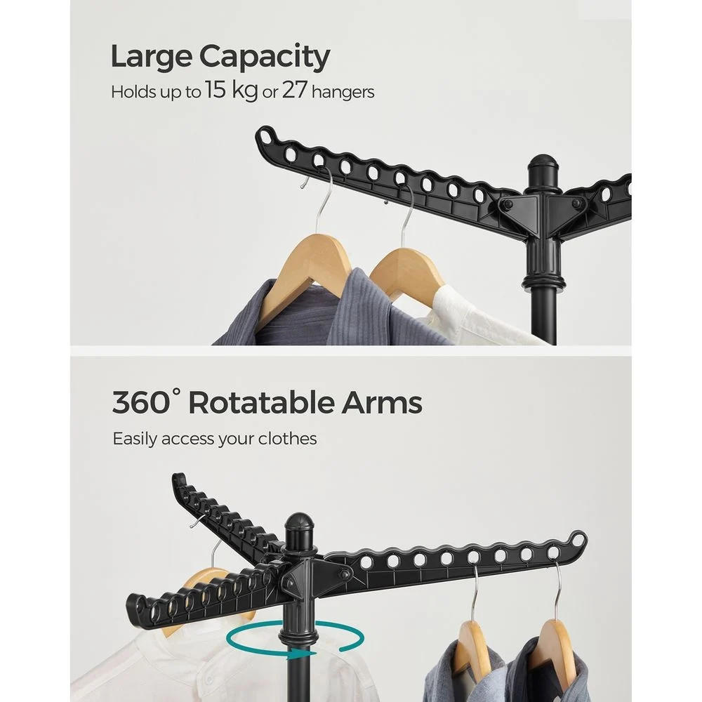 Stainless Steel Foldable Clothes Drying Rack with 360° Rotatable Arms Large Capacity and Space-Saving Design