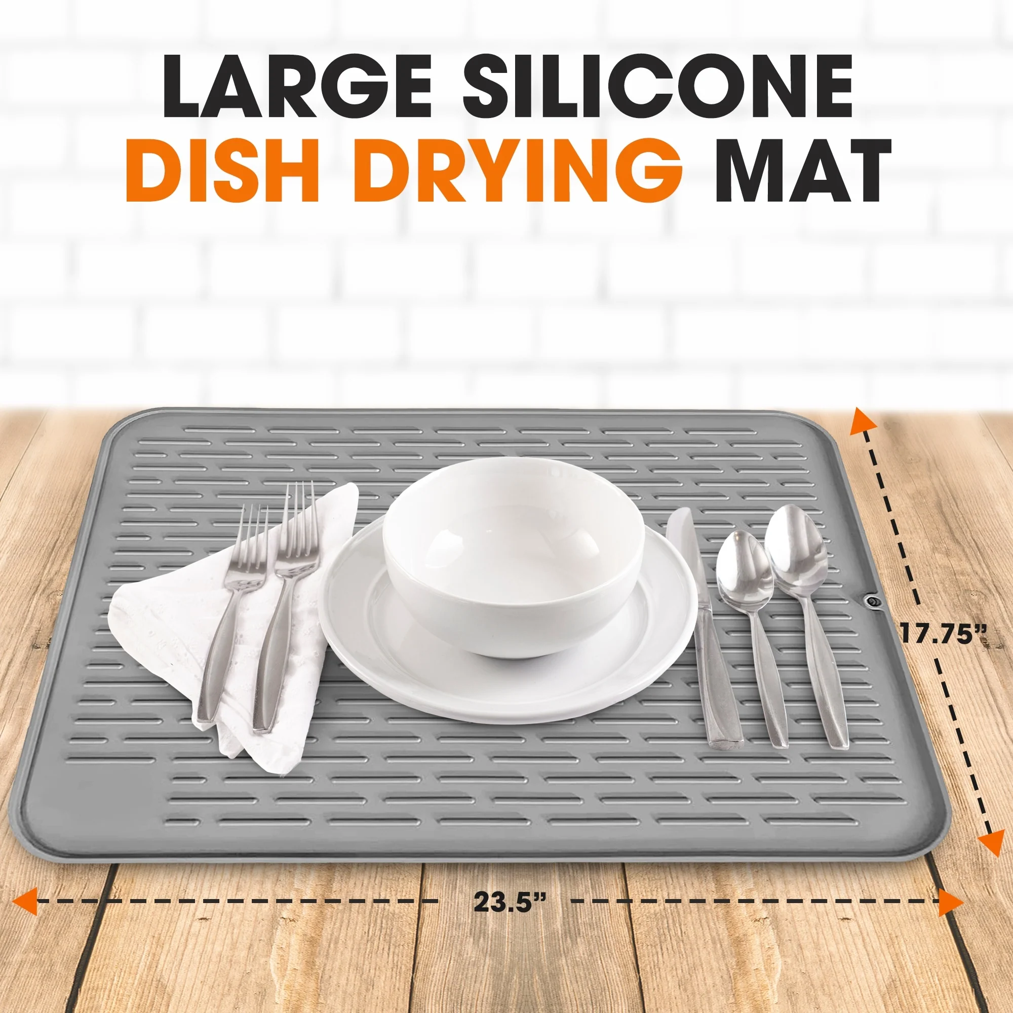 Cheer Collection Silicone Large Dish Drying Mat for Kitchen Counter