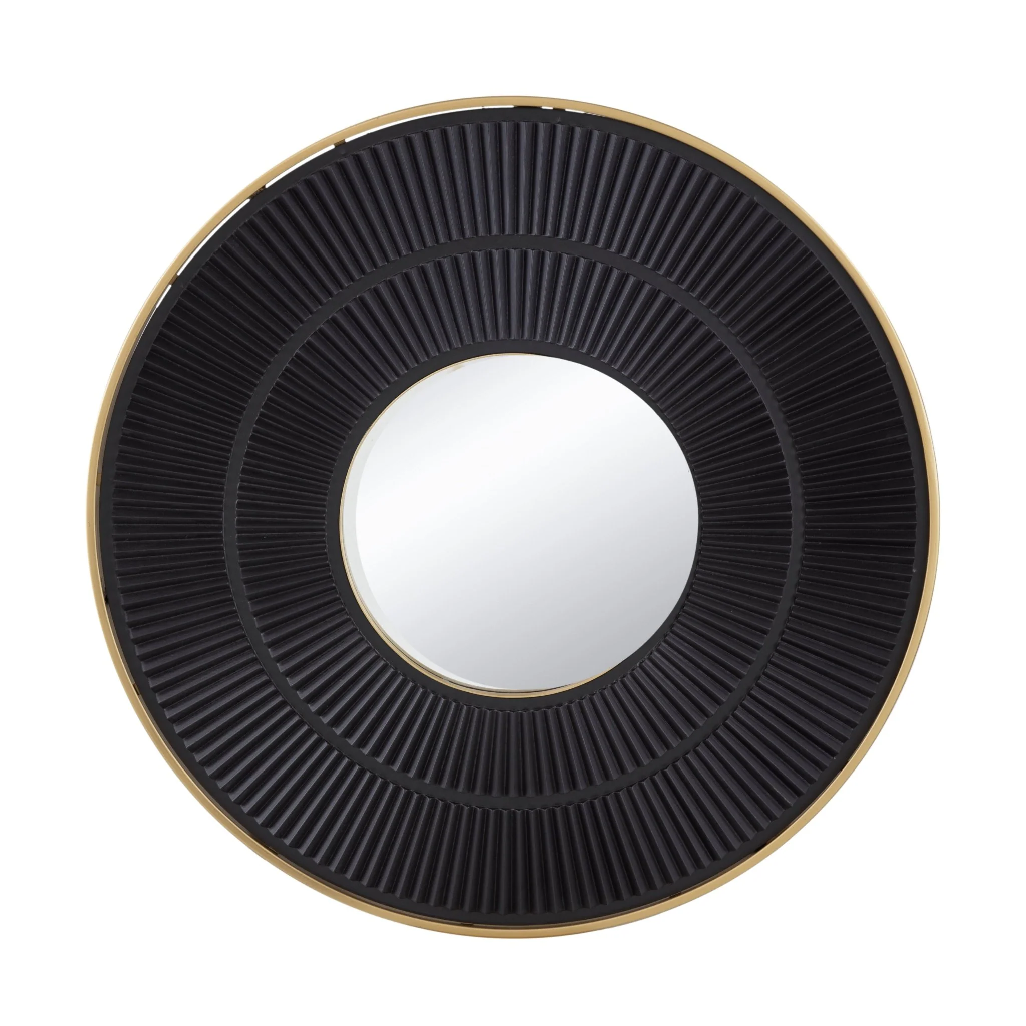 Round Wall Mirror with Carved Pleated Pattern