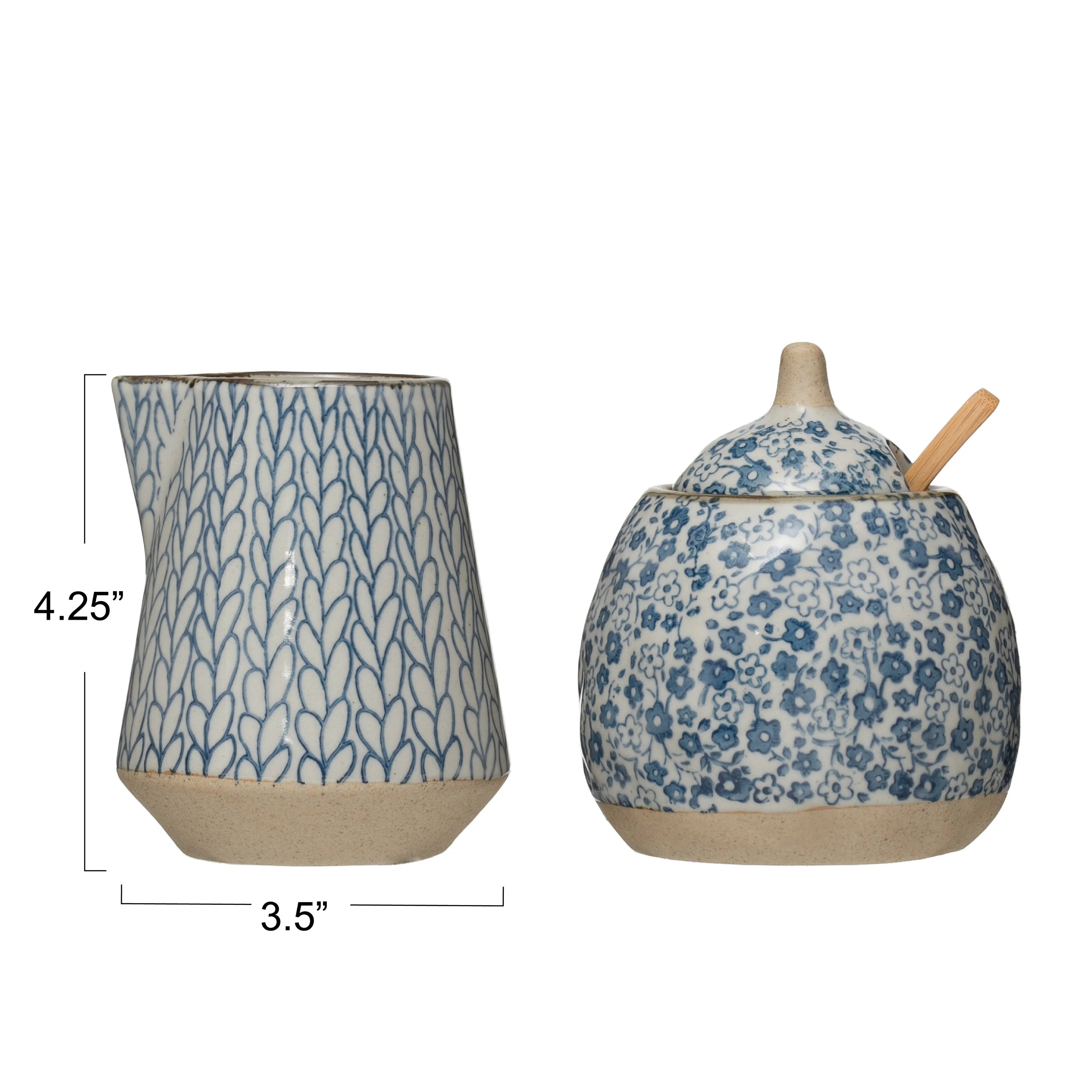 Hand-Painted Stoneware Sugar & Creamer (Set of 2 Pieces)