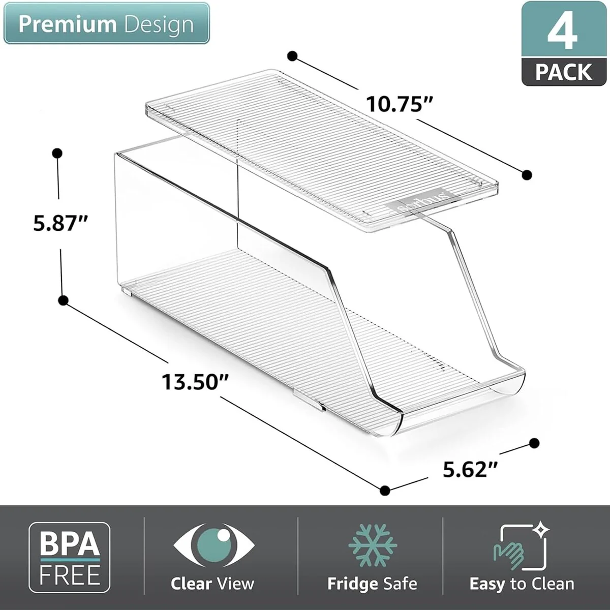 Fridge Bins Soda Can Organizer with Lid - 4PK