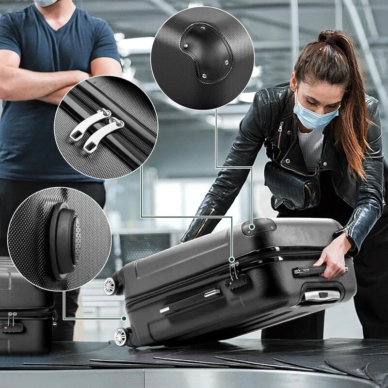 3-Pcs Luggage Sets, Trunk Set, ABS Lightweight Suitcase Sets with TSA Lock & Spinner Wheels, 20in/24in/28in