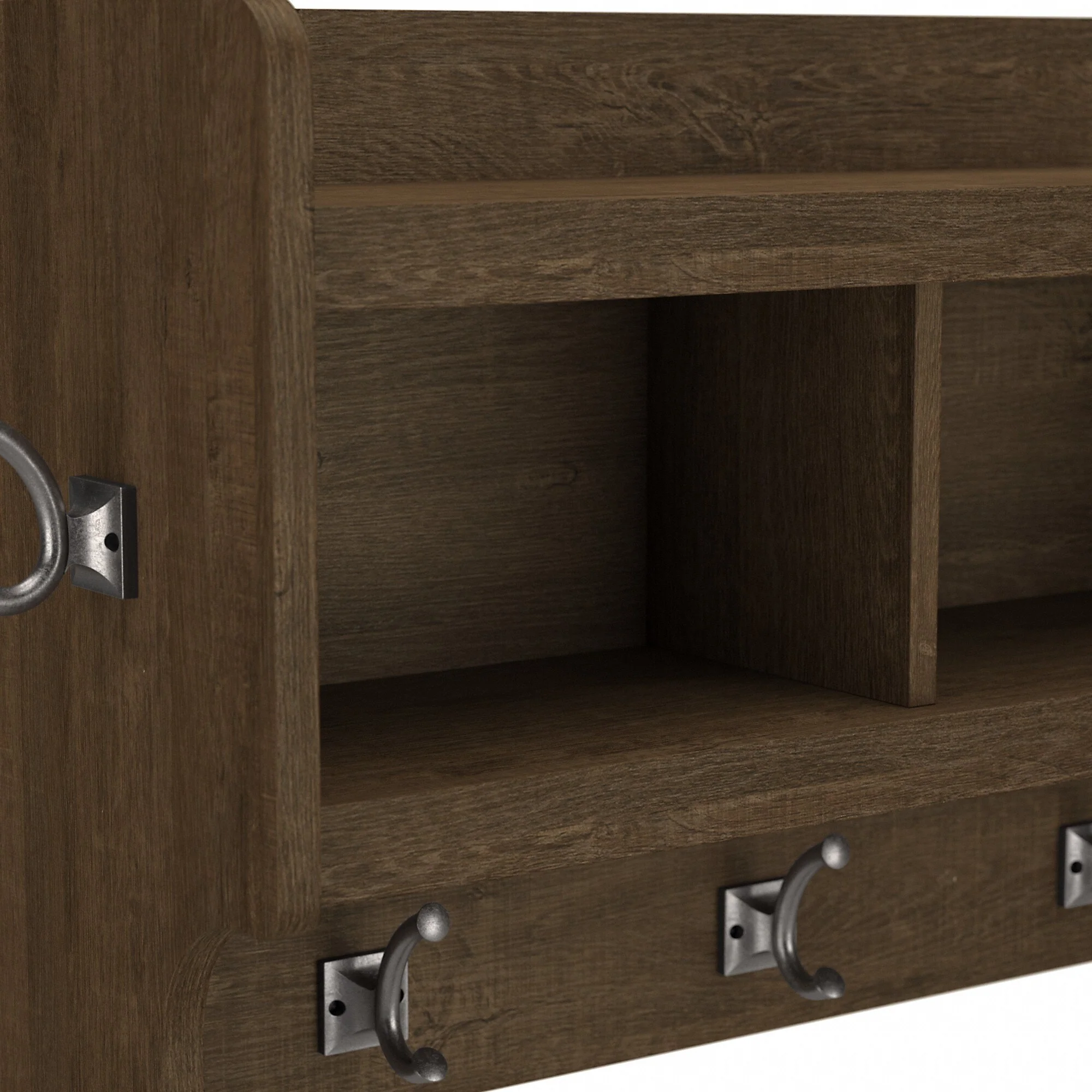 Woodland 40W Shoe Bench w/ Shelves & Wall Coat Rack by Bush Furniture