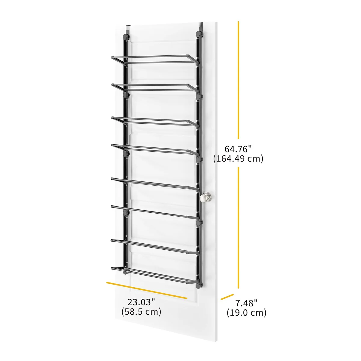 Whitmor 8-Tier Over the Door 24 Pair Metal and Resin Shoe Rack - Black