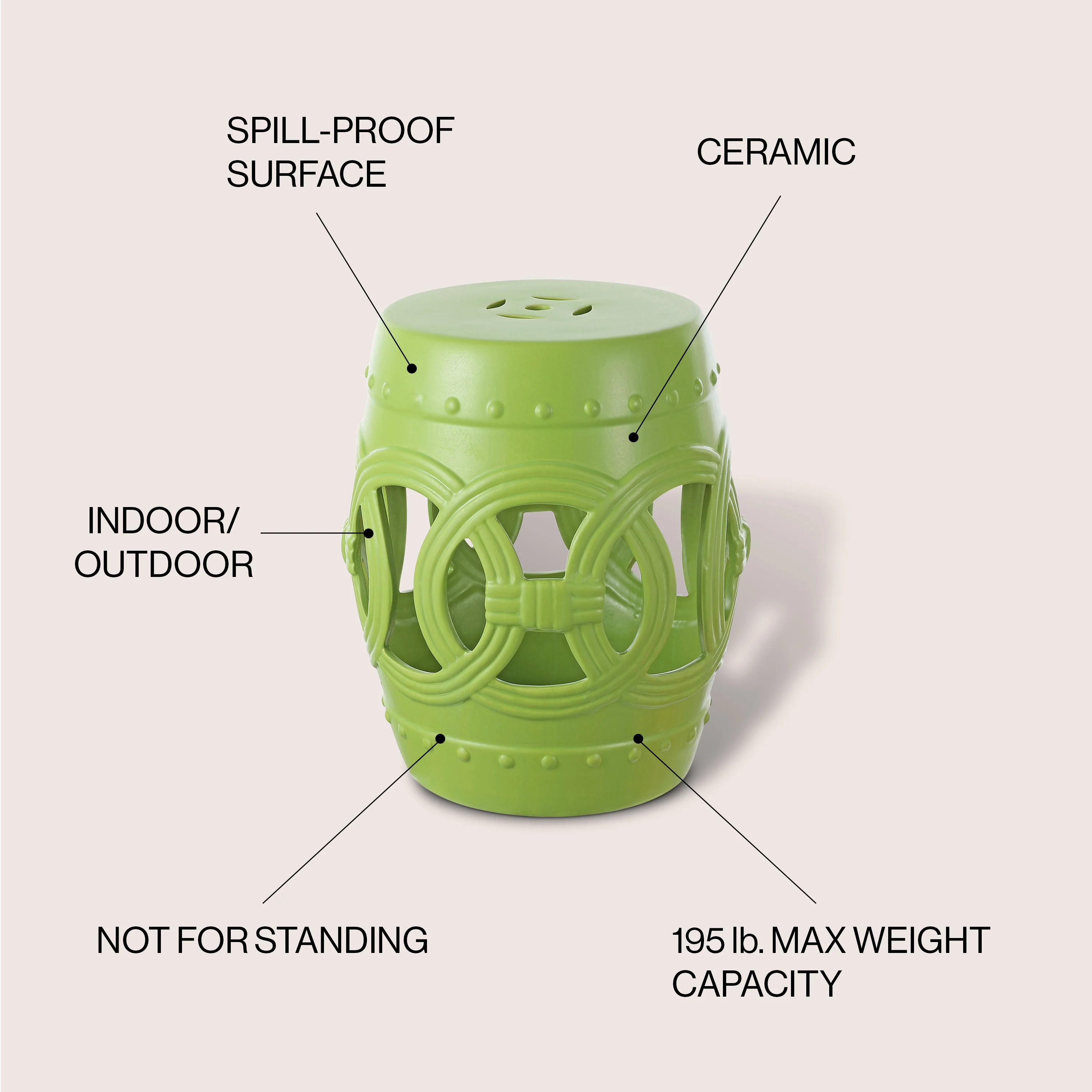 Lucky Chinese Ceramic Drum Garden Stool