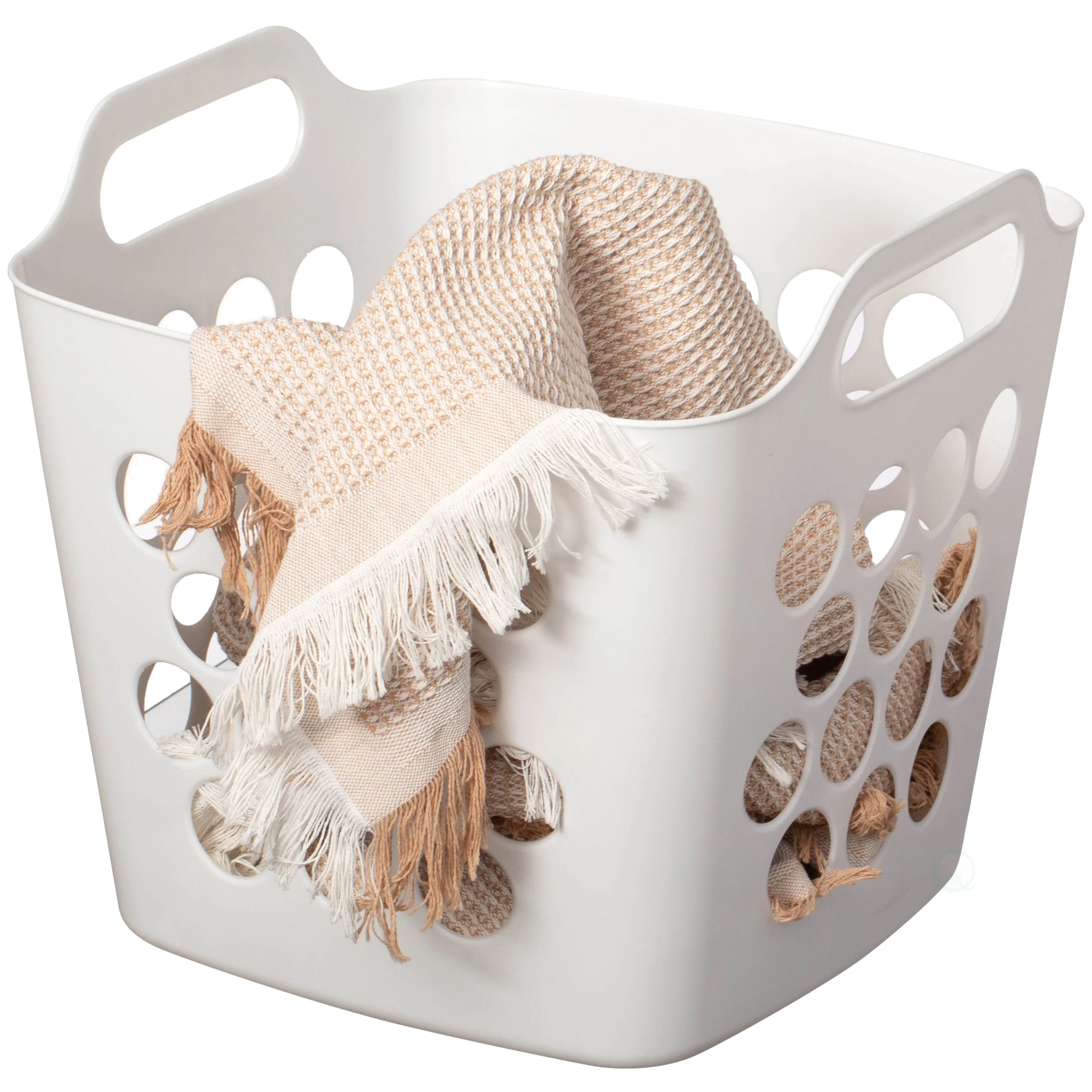 Flexible Plastic Laundry Basket - Square Storage Hamper with Side Handles for Easy Carrying - 28 Litter