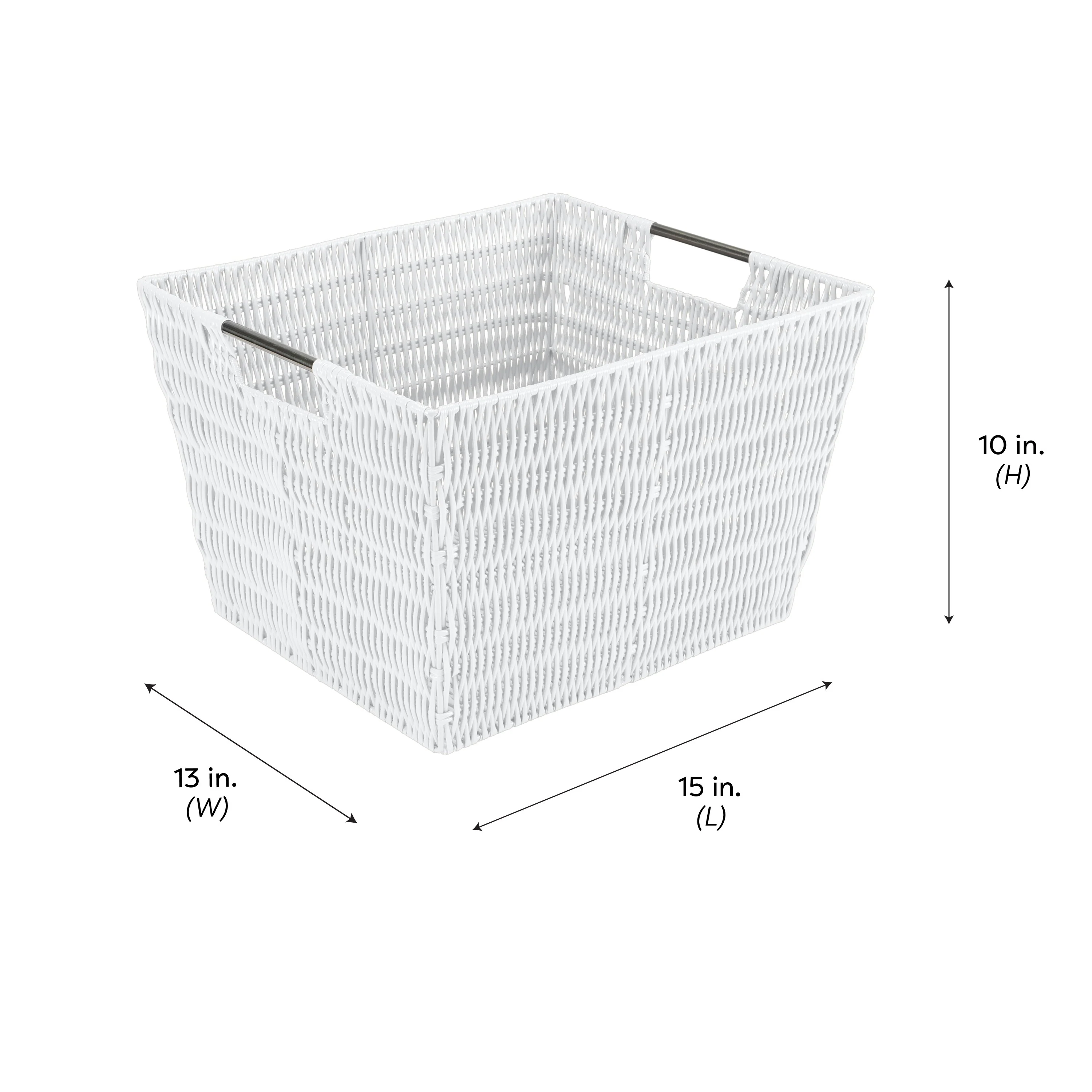 Simplify Large Rattan Storage Tote Basket in Charcoal
