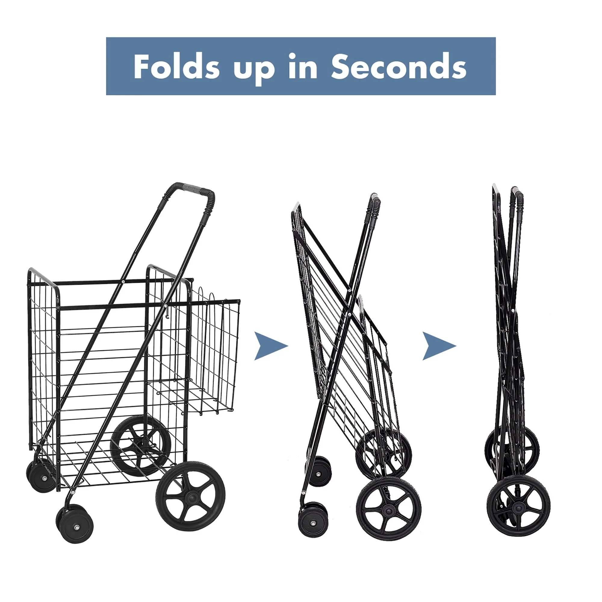 Folding Shopping Cart Utility Cart with Swivel Wheels