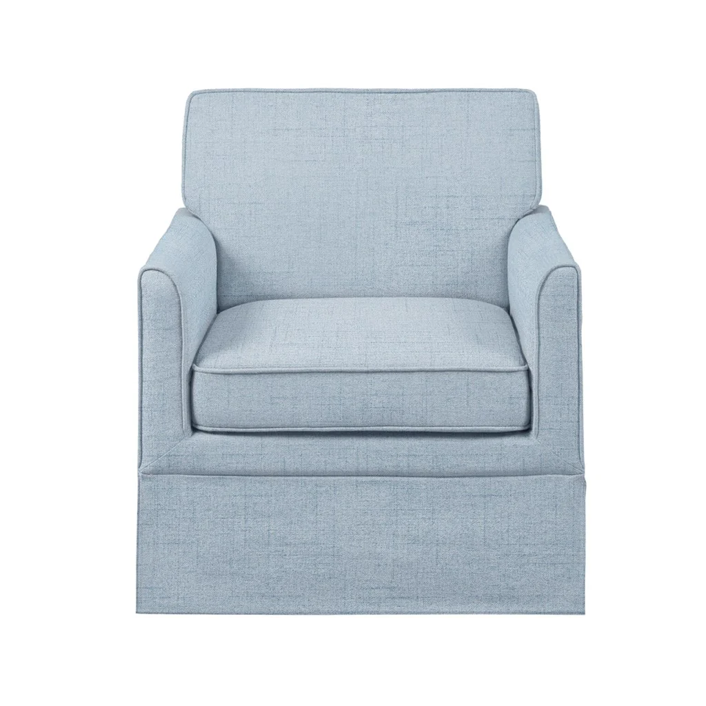 Upholstered Accent Chair with Track Arm and Skirted Base