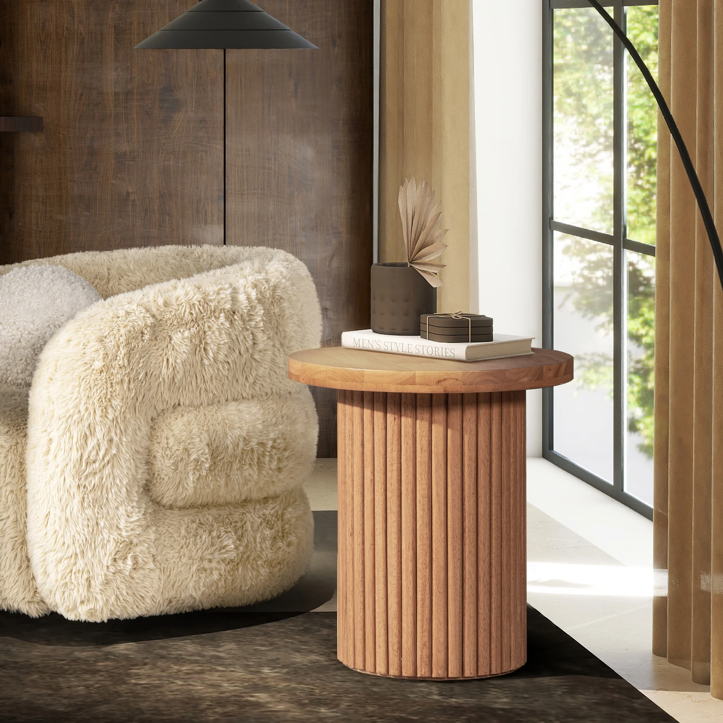 Kenzie Fluted Pillar Round Side Table