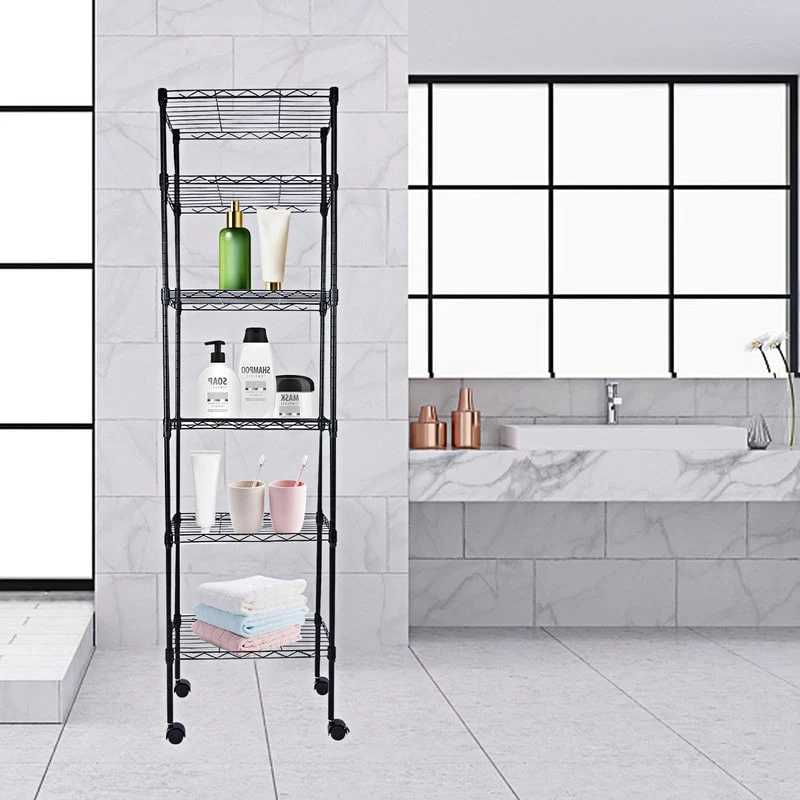 6-Tier Steel Wire Shelving with Wheels Adjustable Storage Units
