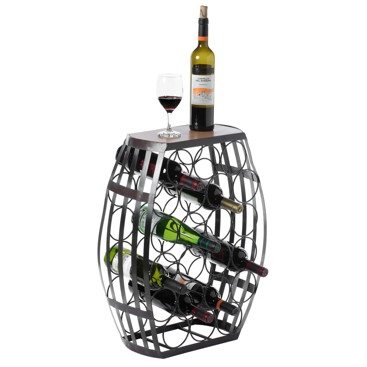 Barrel Shaped 22 Bottles Decorative Table Wine Rack Storage