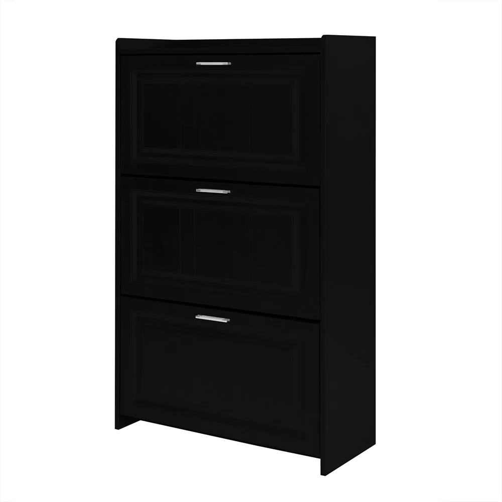 Free Standing Wood Shoe Storage Cabinet with 3 Flip Drawers