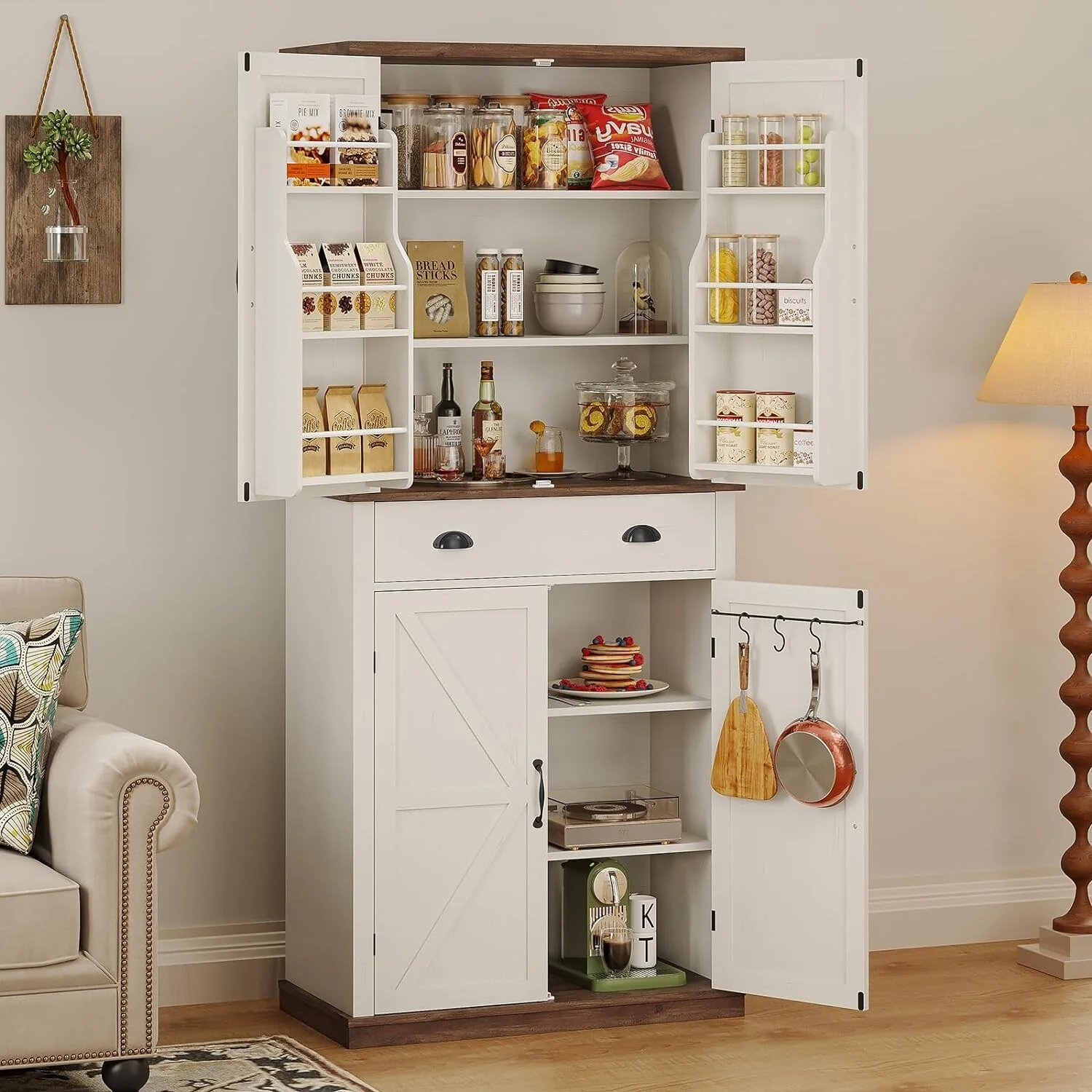 Farmhouse Kitchen Storage Cabinet Pantry Cabinet Home Bar
