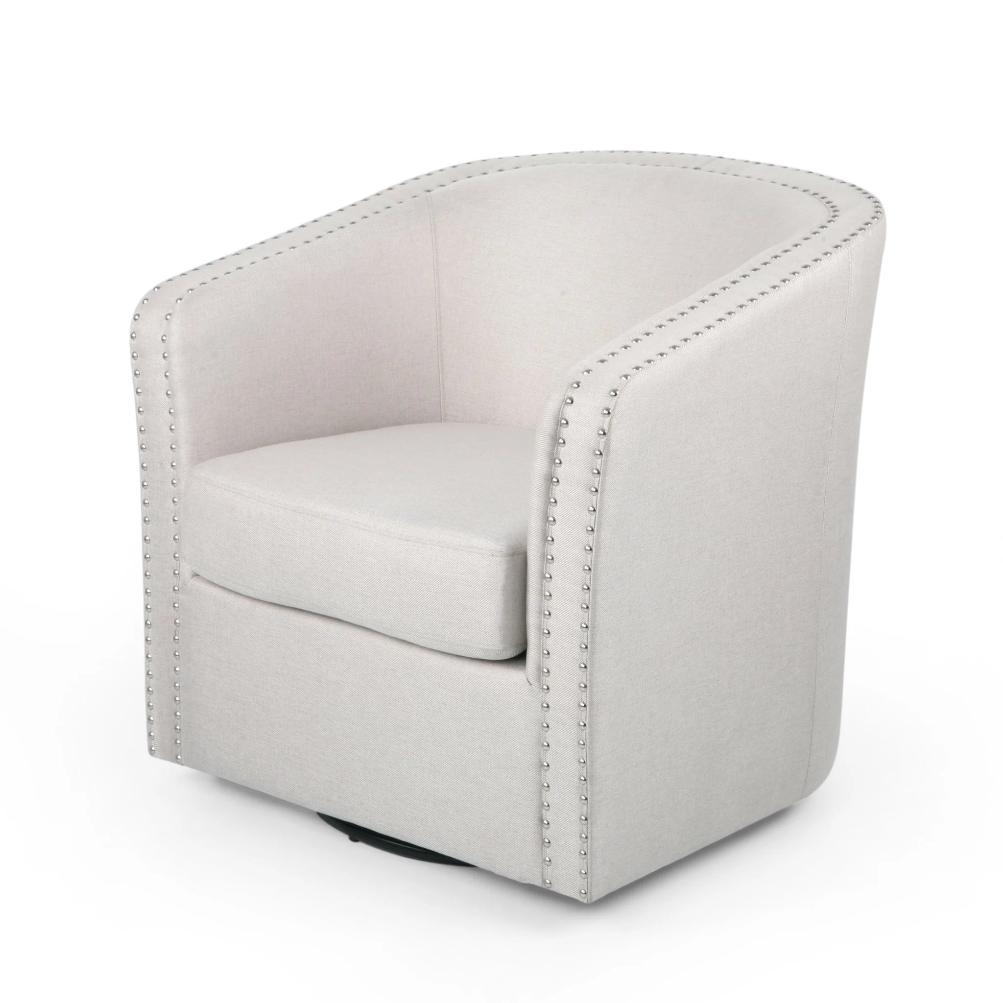 Riverbed Upholstered Swivel Chair with Nailhead Trim and Sloped Arms