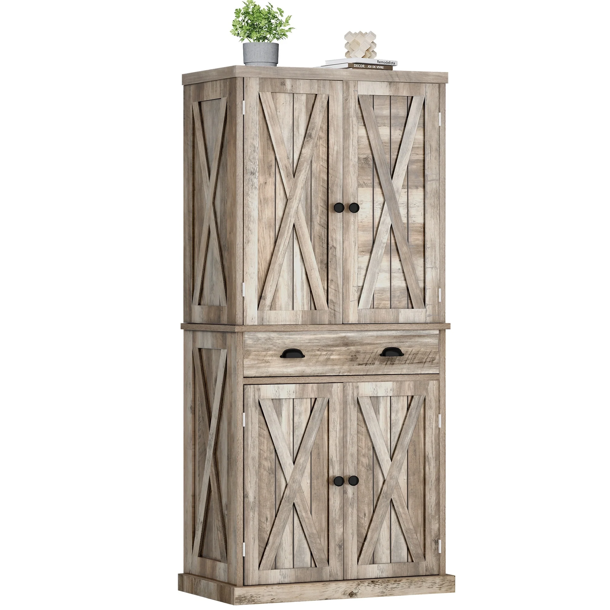 Moasis Farmhouse Traditional Freestanding Kitchen Pantry Storage Cabinet Cupboard