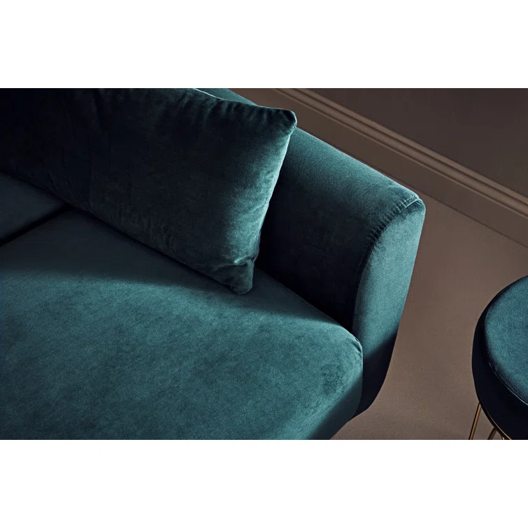 Chillax Gold 83.86" Velvet Square Arm Sleeper Sofa