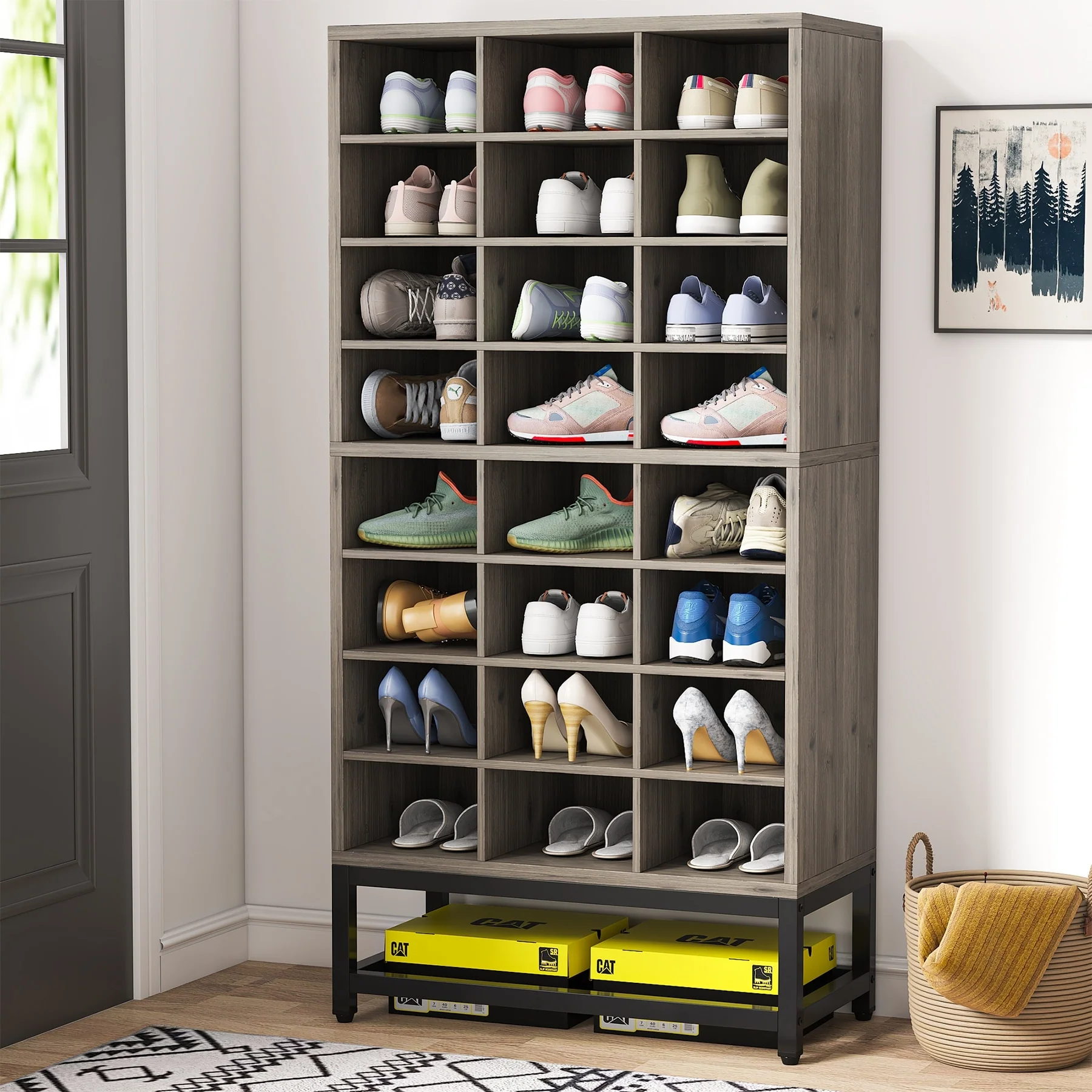 8-tier Shoe Storage Cabinet Organizer Rack with 24 Cubbies