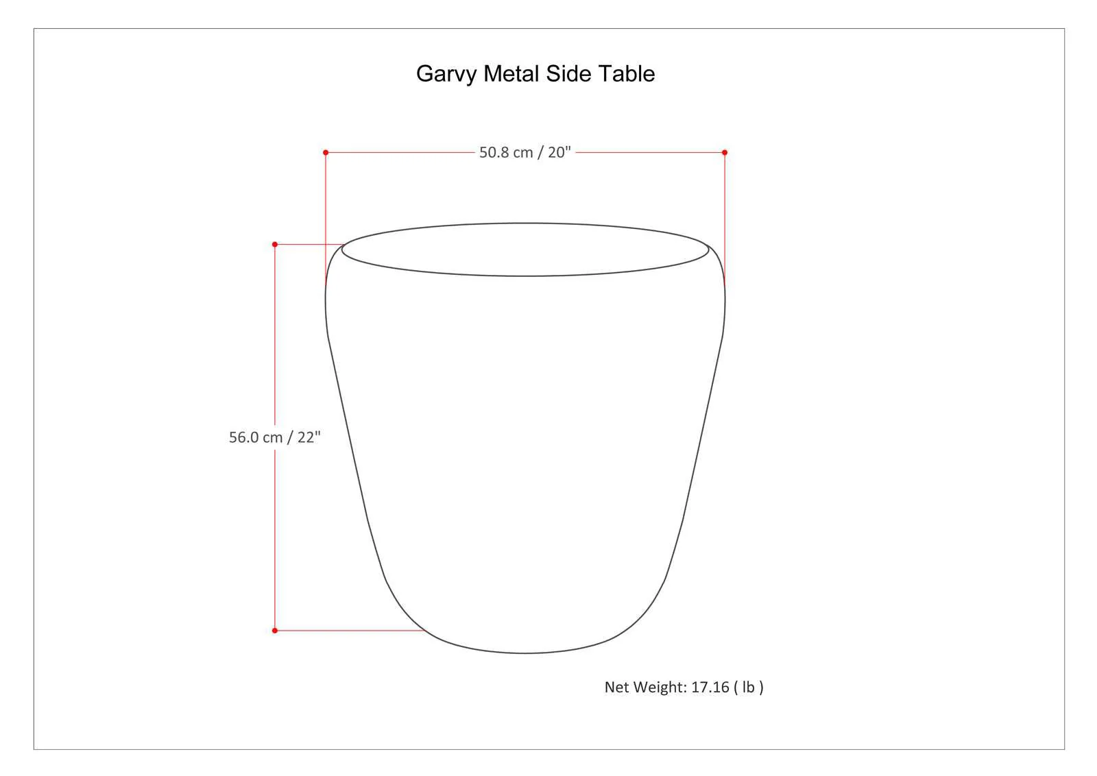 Eclipser Drum-Shaped Metal Side Table