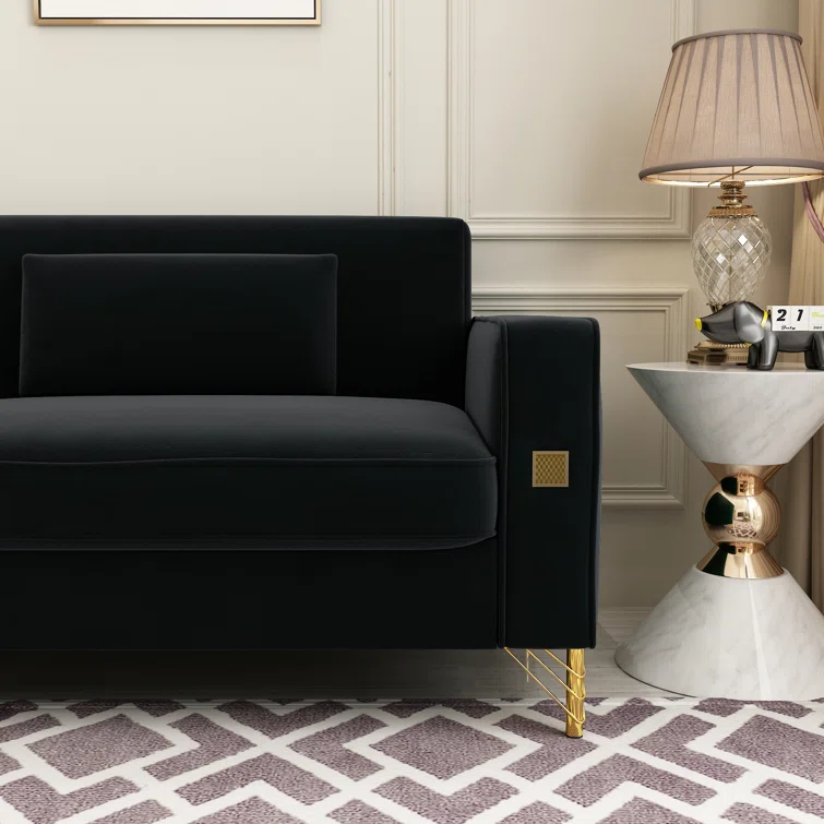 Deondry 85.63" Velvet Square Arm Sofa